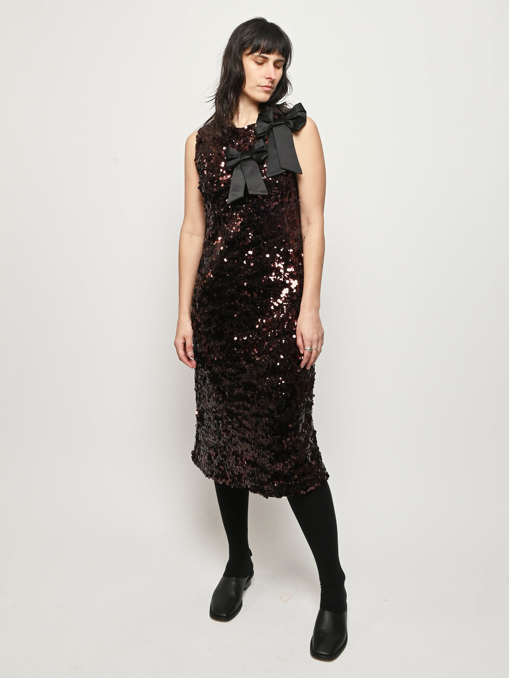 Ganni - Demitasse Velvet Sequins Straight Midi Dress Frances May Ganni - Demitasse Velvet Sequins Straight Midi Dress Frances May