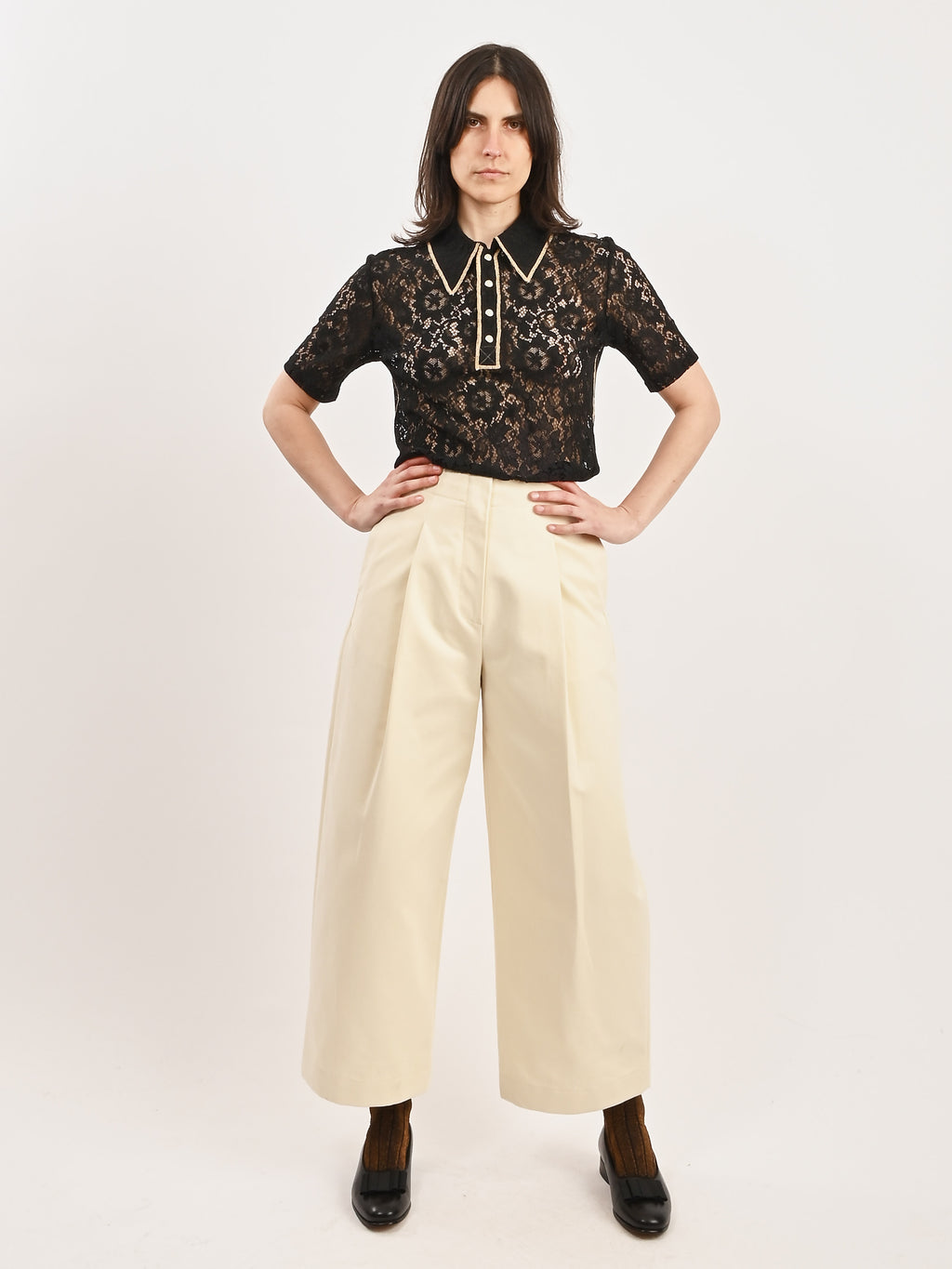 Studio Nicholson - Cream Dordoni Deep Pleat Volume Ankle Studio Nicholson - Cream Dordoni Deep Pleat Volume Ankle