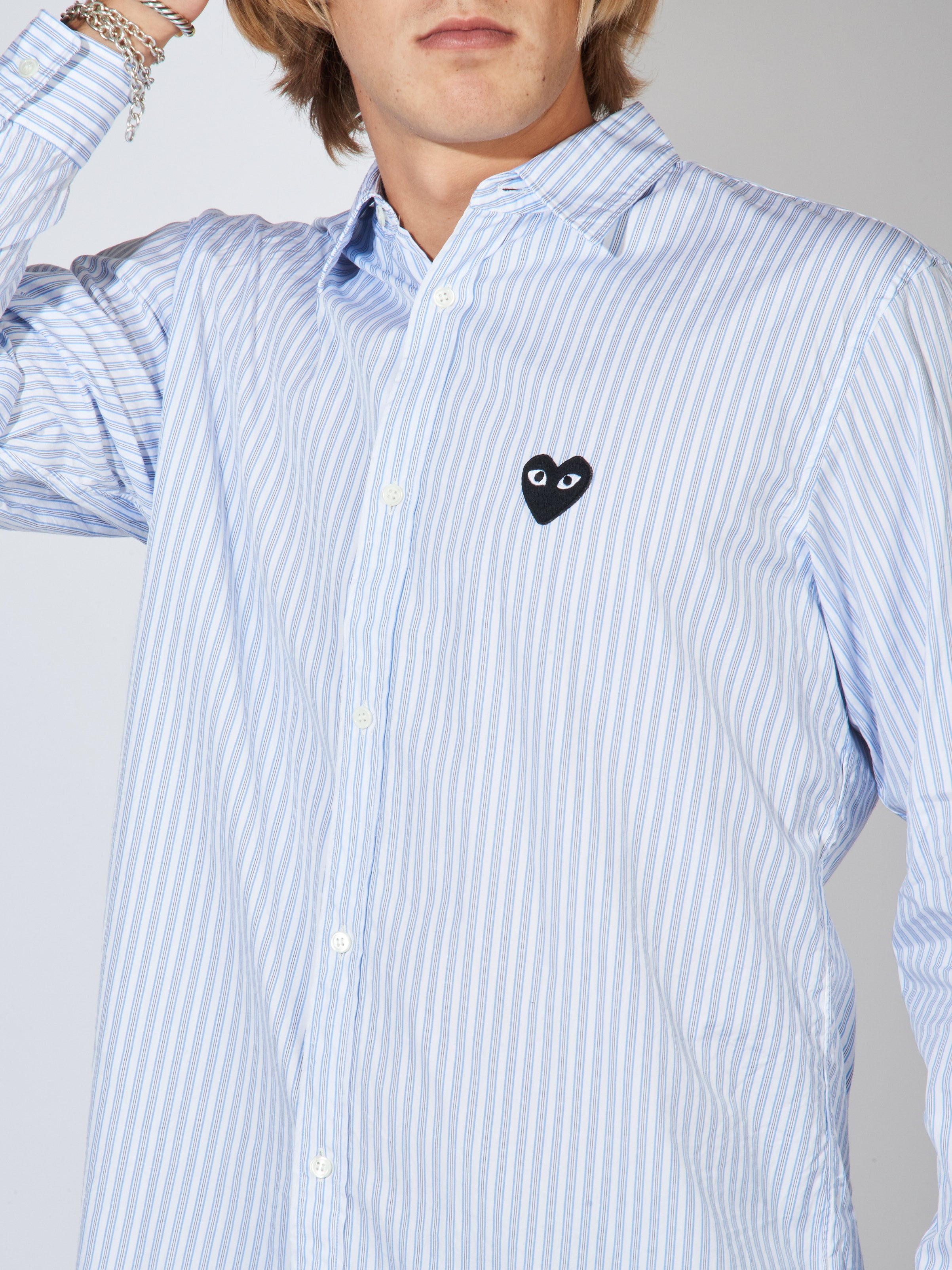Comme Des Garçons PLAY - Blue Play Striped Shirt – Frances May
