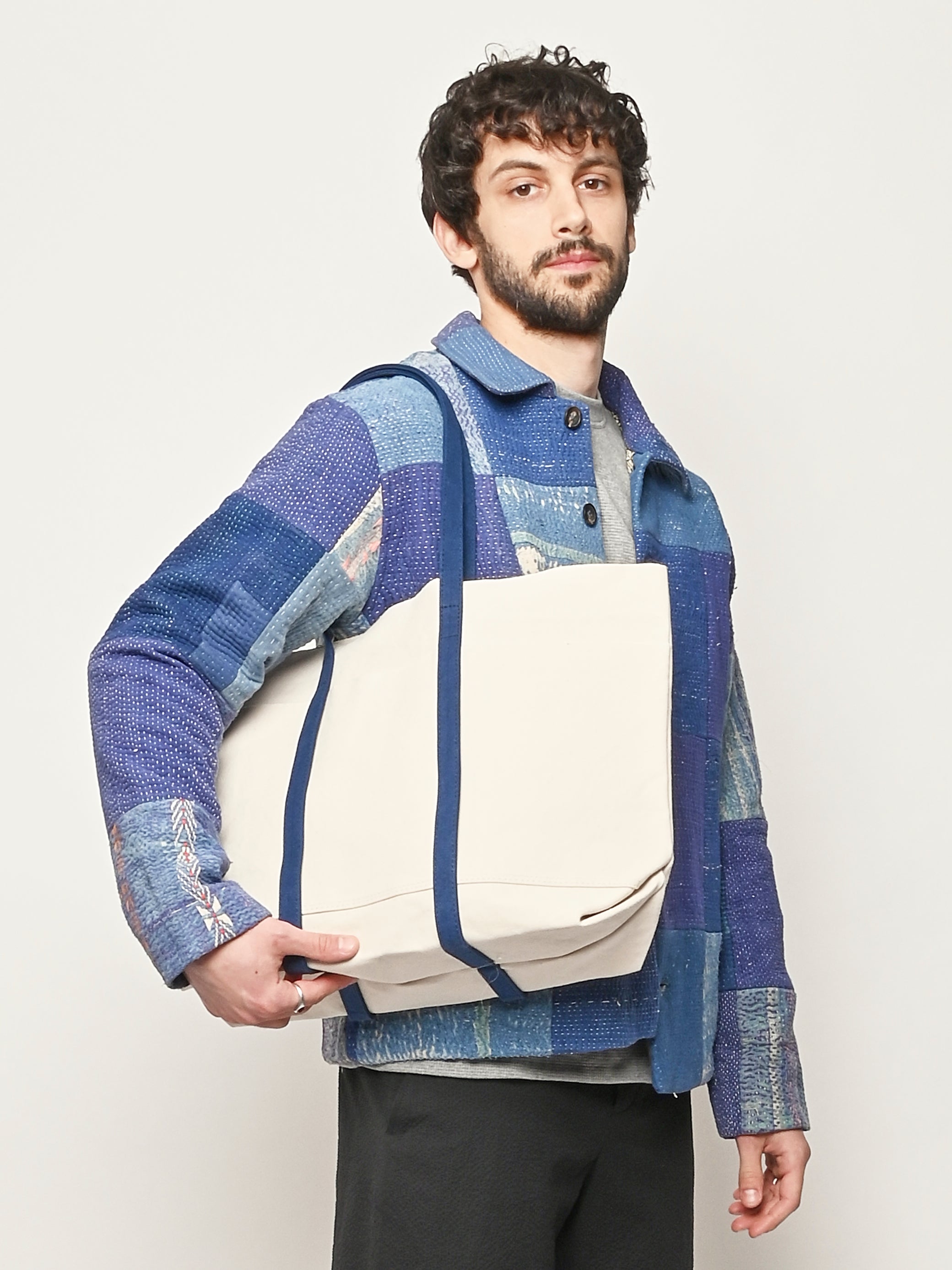 Amiacalva - Medium Navy Washed Canvas 2 Tone Tote – Frances May