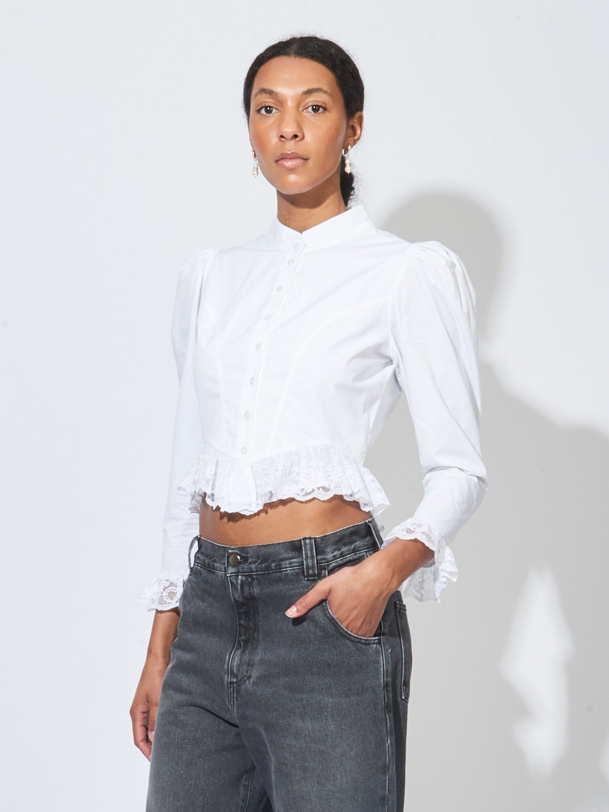 Batsheva White Lace Grace Blouse Frances May