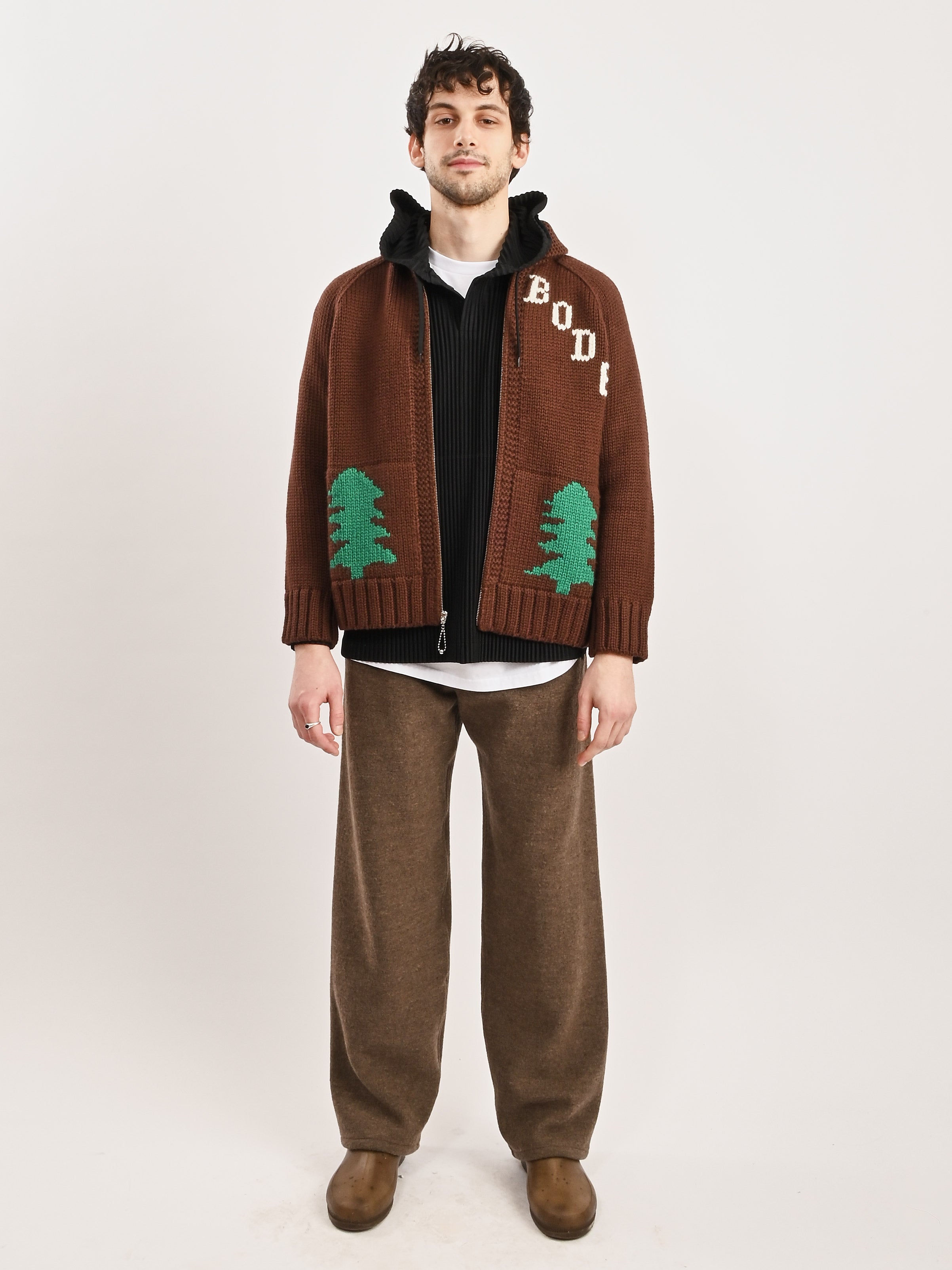 Bode - Brown Fir Shawl Collar Cardigan – Frances May