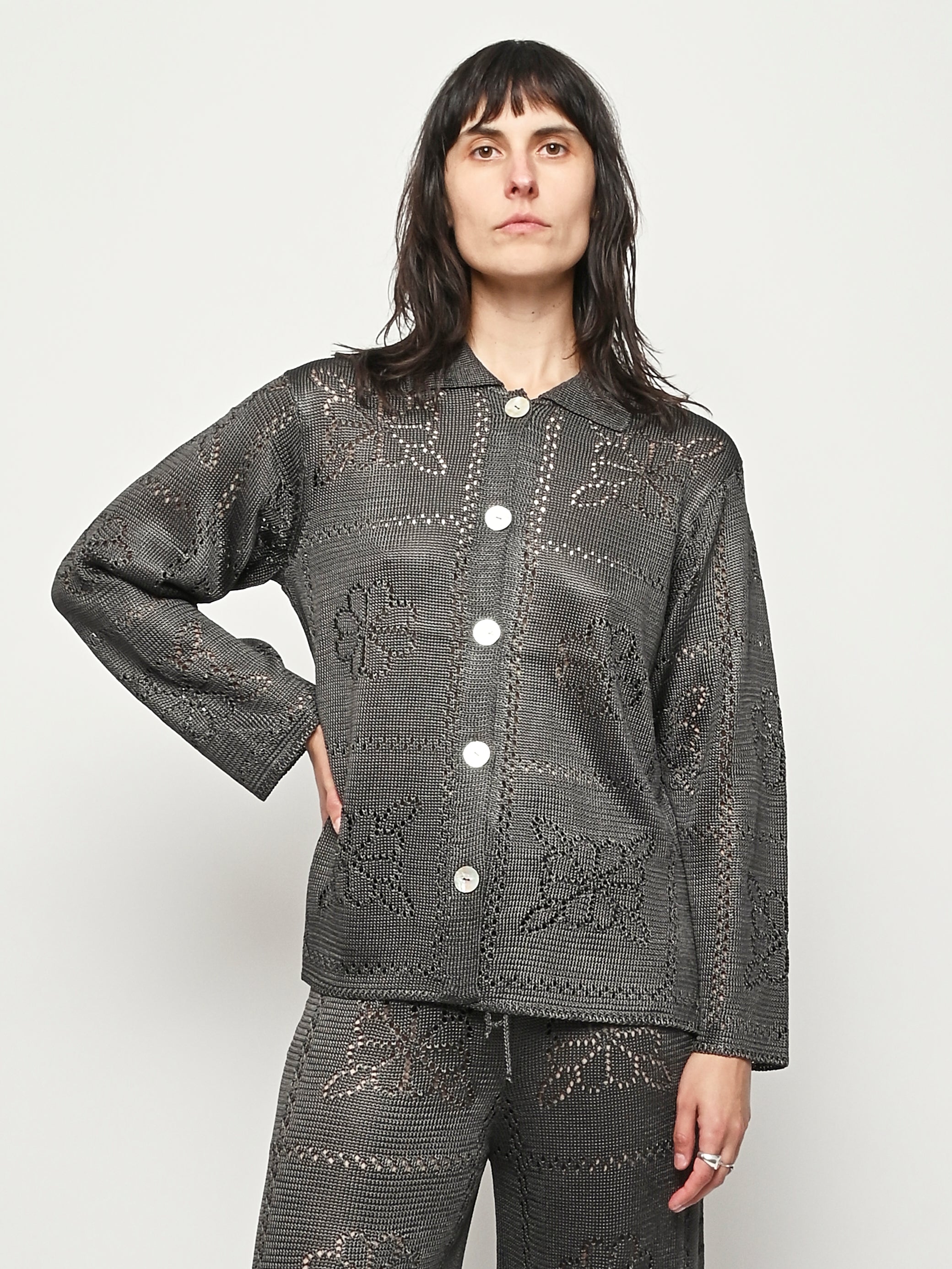 Calle Del Mar - Charcoal Floral Tile Long Sleeve Shirt – Frances May
