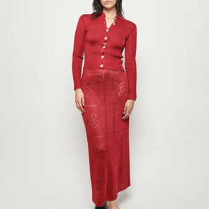 Calle Del Mar - Oxblood Long Sleeve Cardigan S