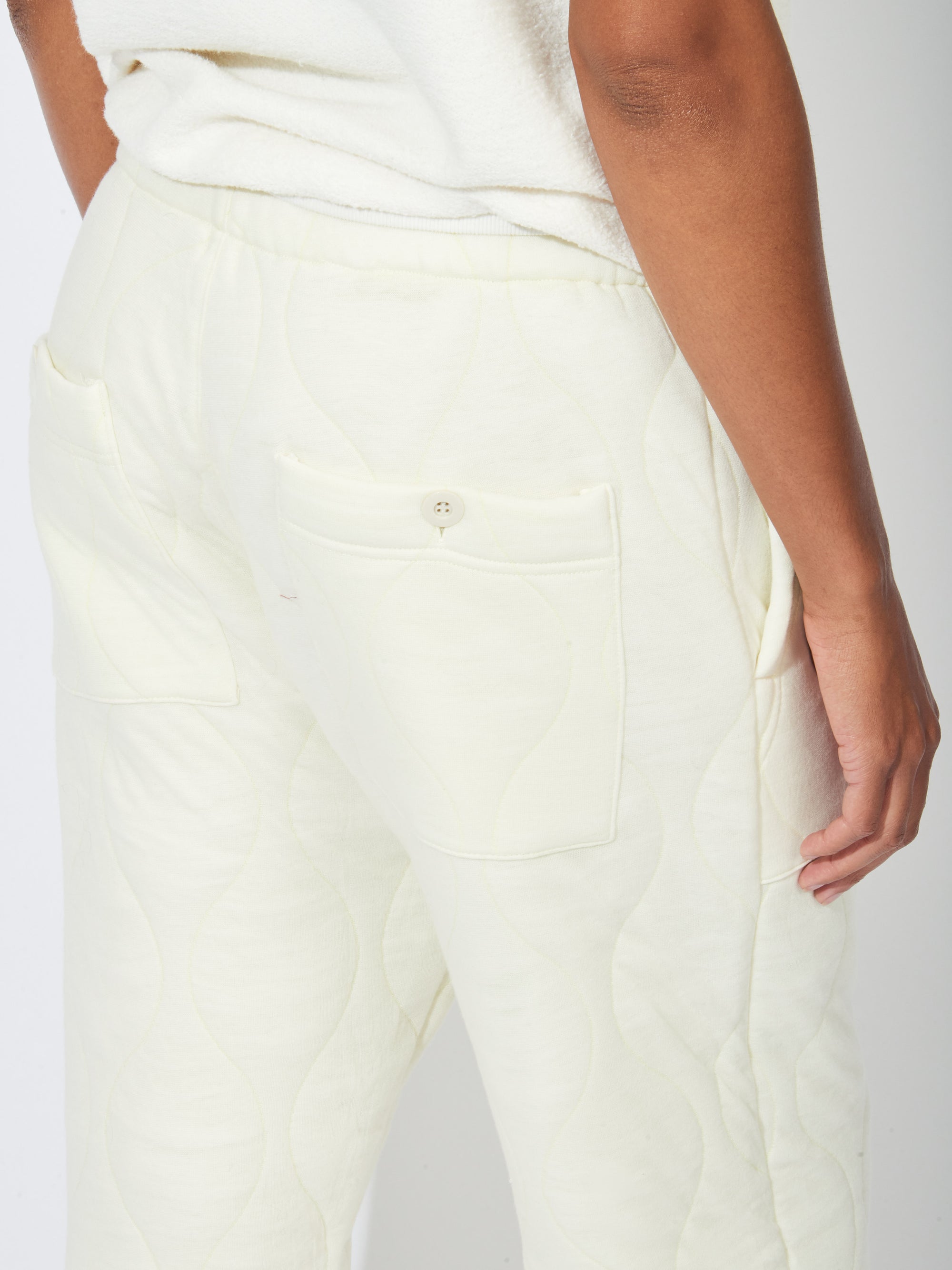 Ivory Quilted Drawstring Pants