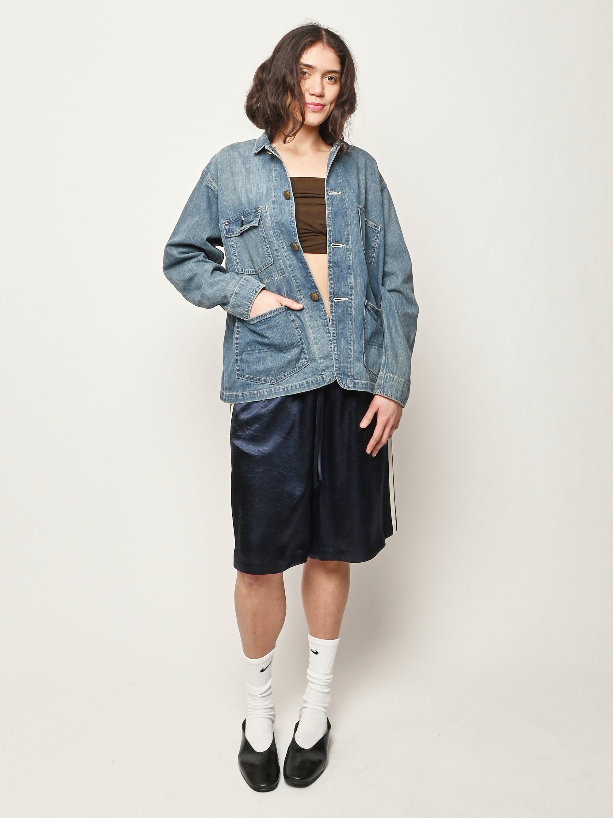 ミュージシャン CHRONOIZM SHORT DENIM JACKET Chimala - Light Vintage Denim Short Chore Jacket – Frances May