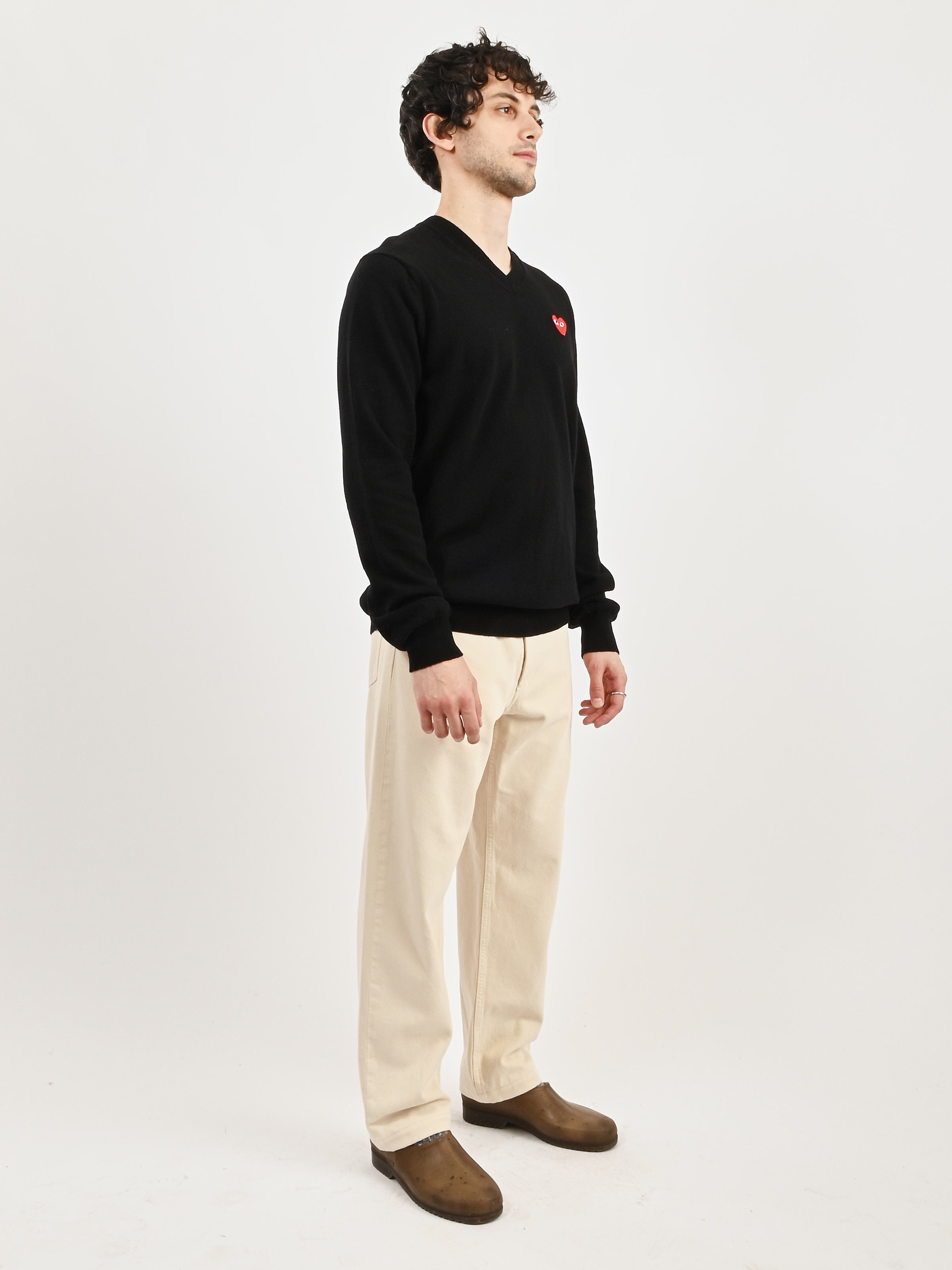 Comme Des Garçons PLAY - Black Red Heart Play V-Neck Pullover