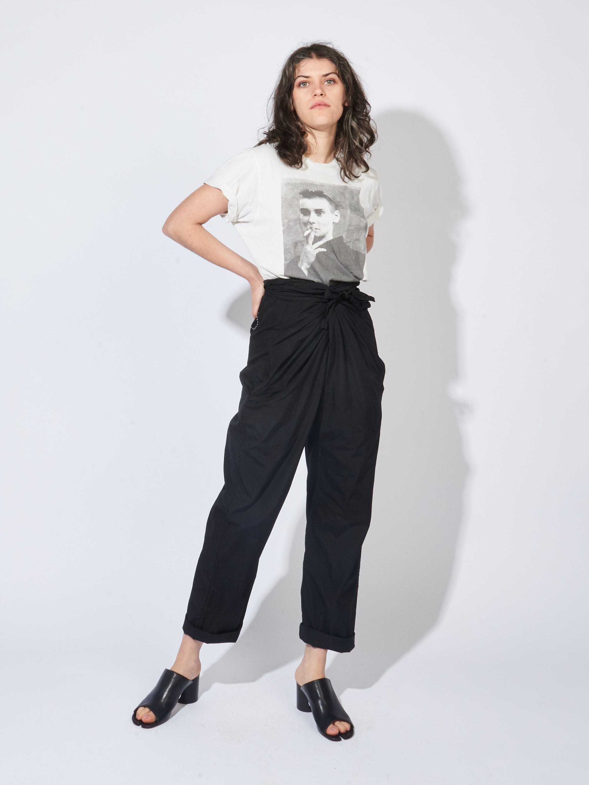 Cosmic Wonder - Black Suvin Cotton Broadcloth Wrapped Pants – Frances May