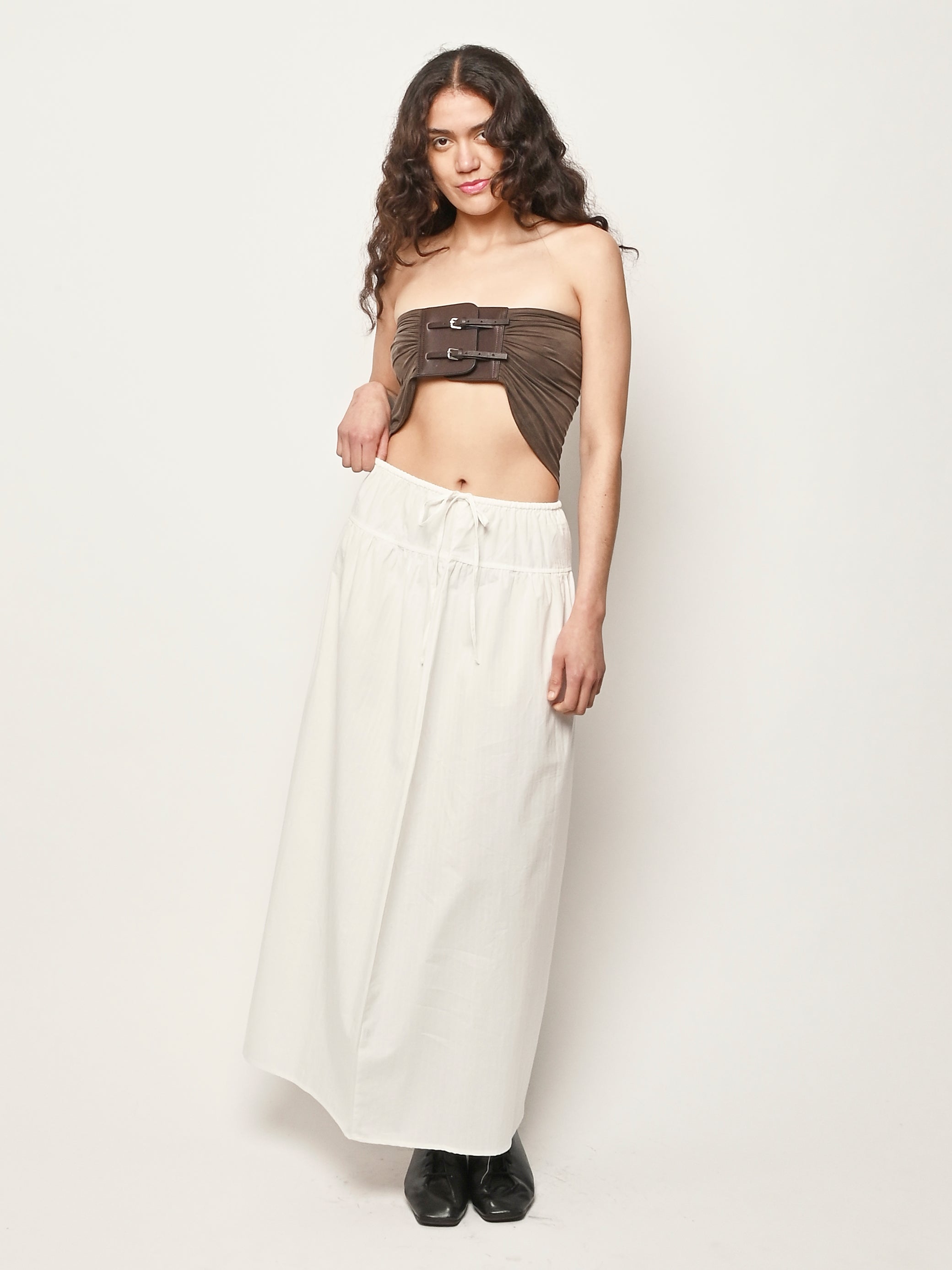 FREY フレイ DOUBLE POCKET SKIRT ホワイト Deiji Studios - White Textured Maxi Skirt – Frances May