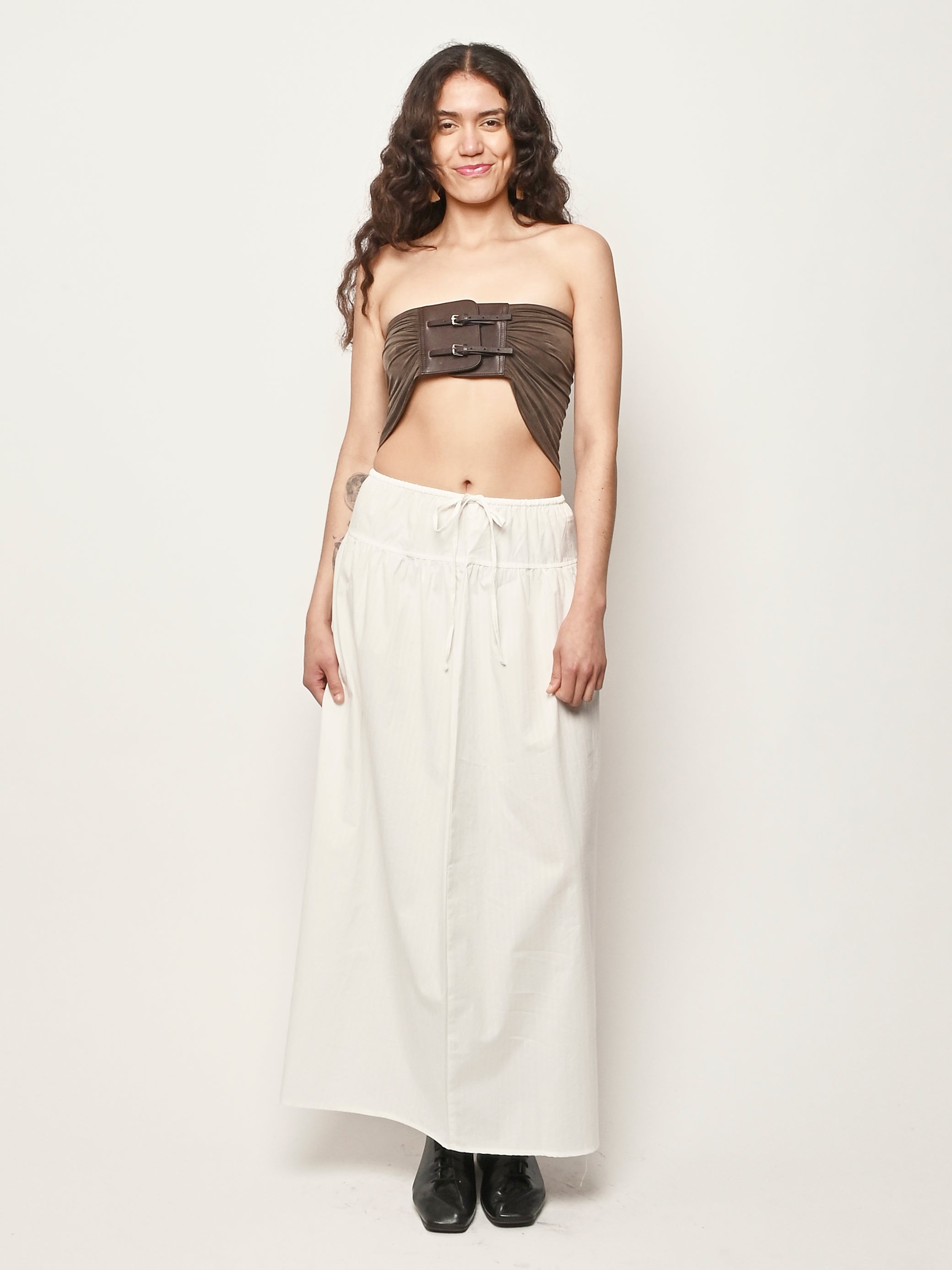 Deiji Studios - White Textured Maxi Skirt – Frances May