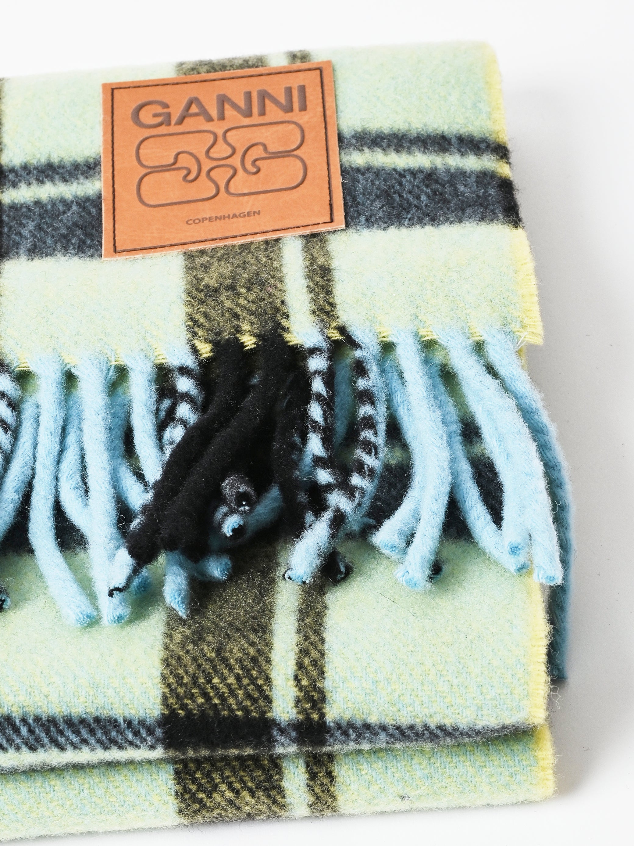 Ganni - Yellow Pear Double Face Wool Check Scarf – Frances May