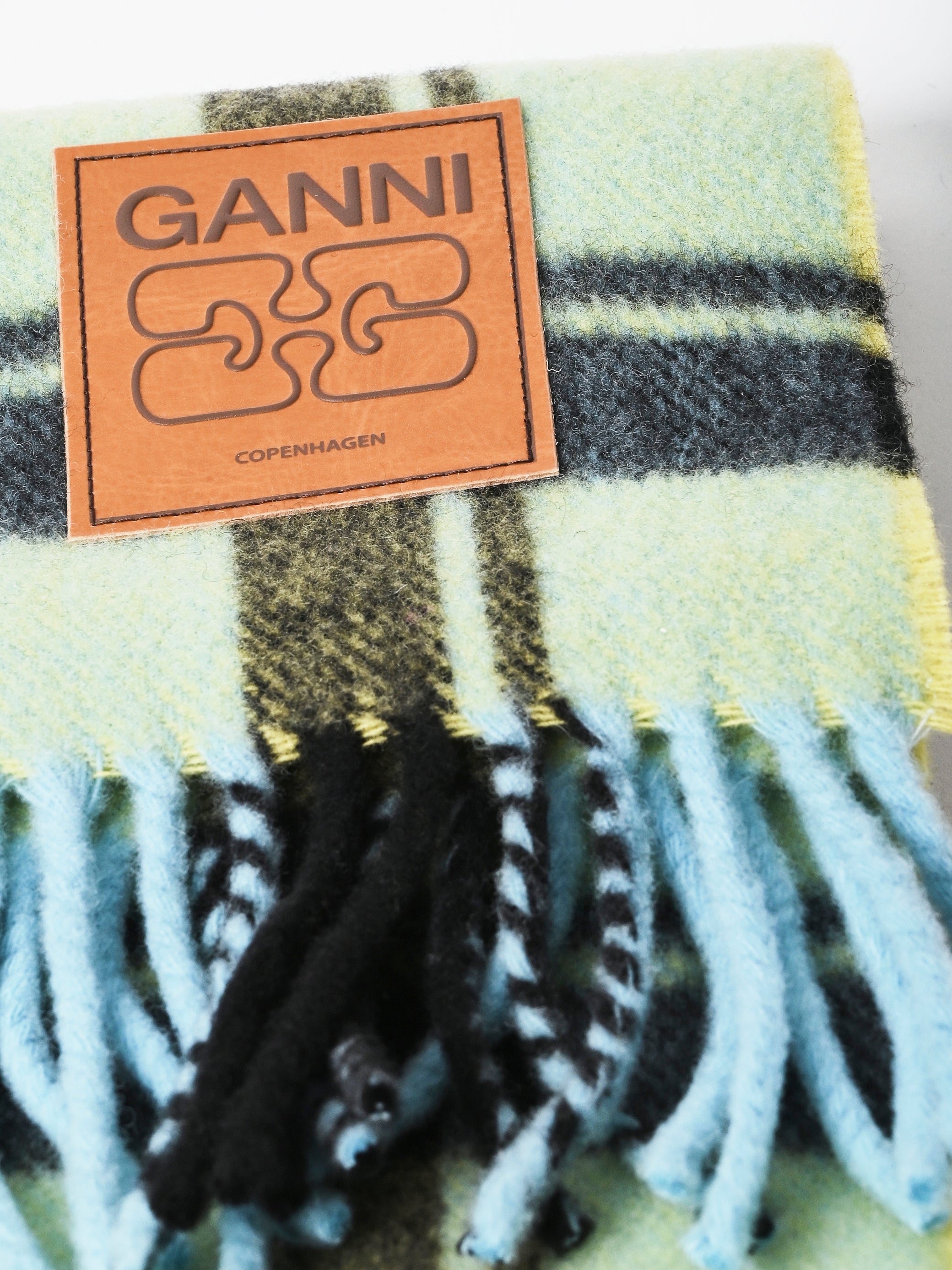 Ganni - Yellow Pear Double Face Wool Check Scarf – Frances May