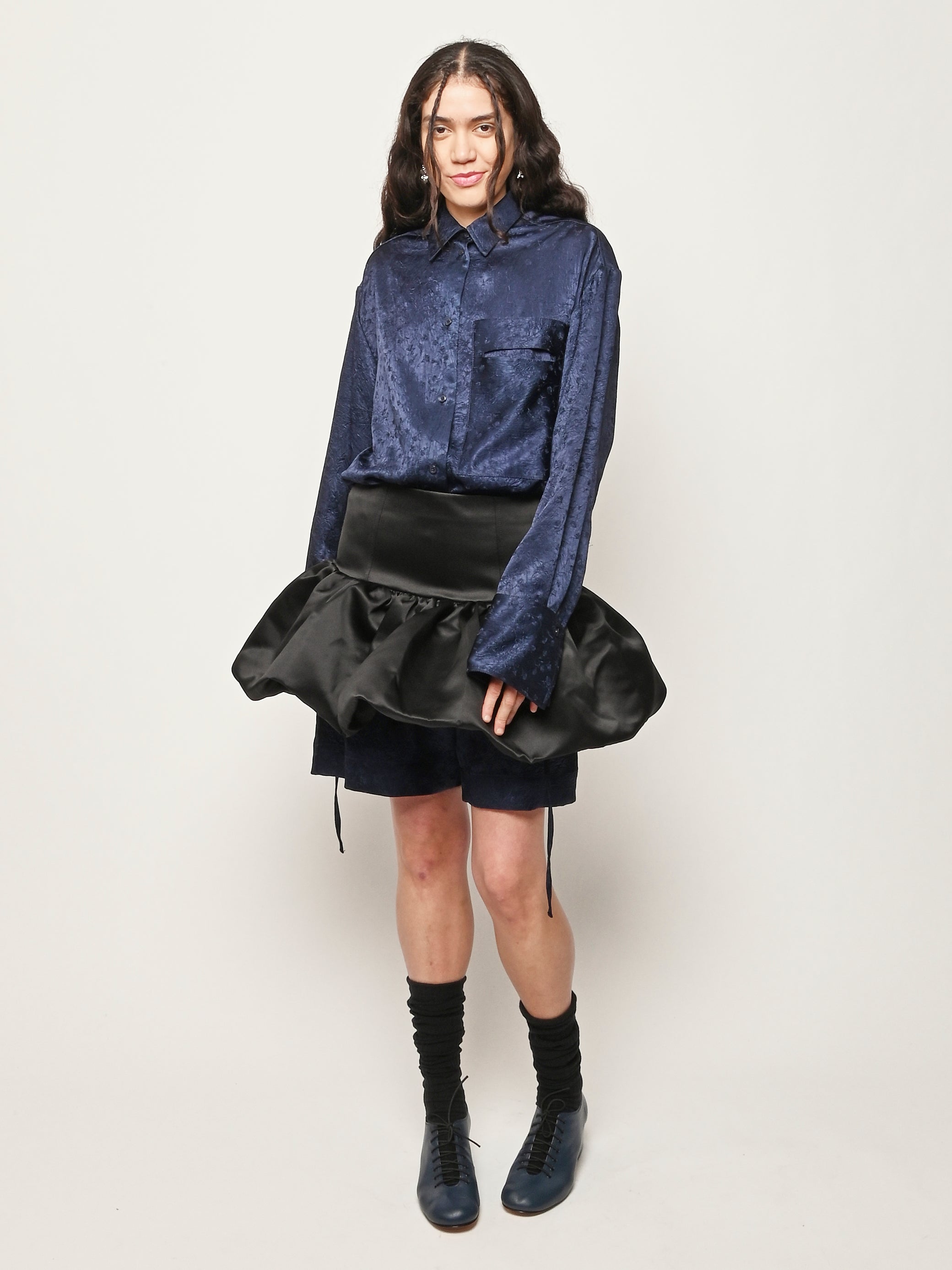 Ganni - Black Duchesse Satin Mini Skirt – Frances May