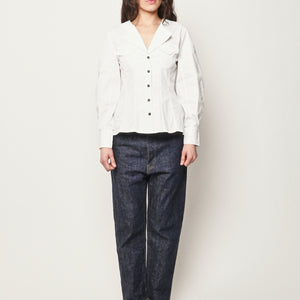 Ganni - Bright White Stretch Cotton L/S Shirt – Frances May