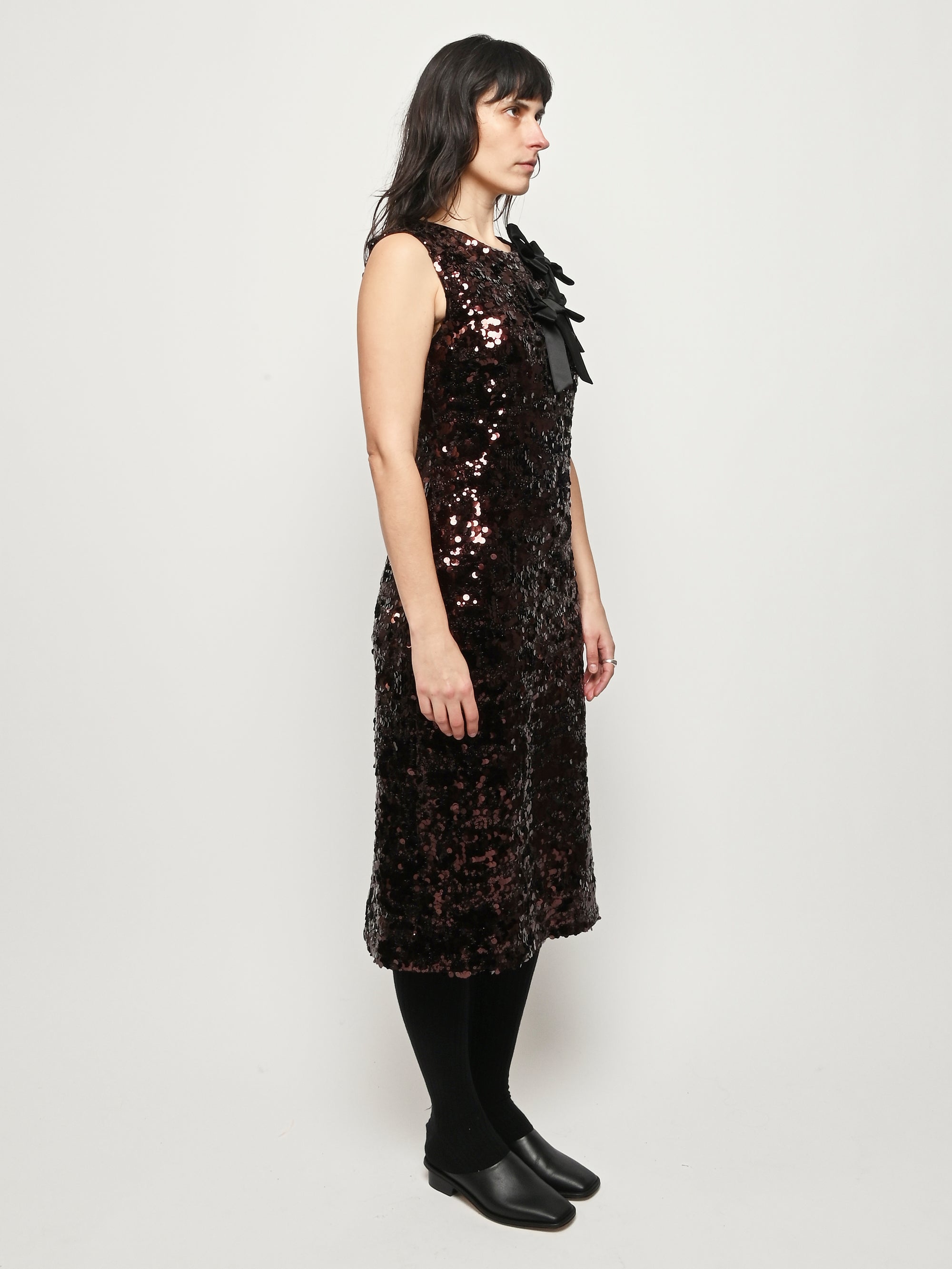 Demitasse Velvet Sequins Straight Midi Dress Demitasse Velvet Sequins Straight Midi Dress