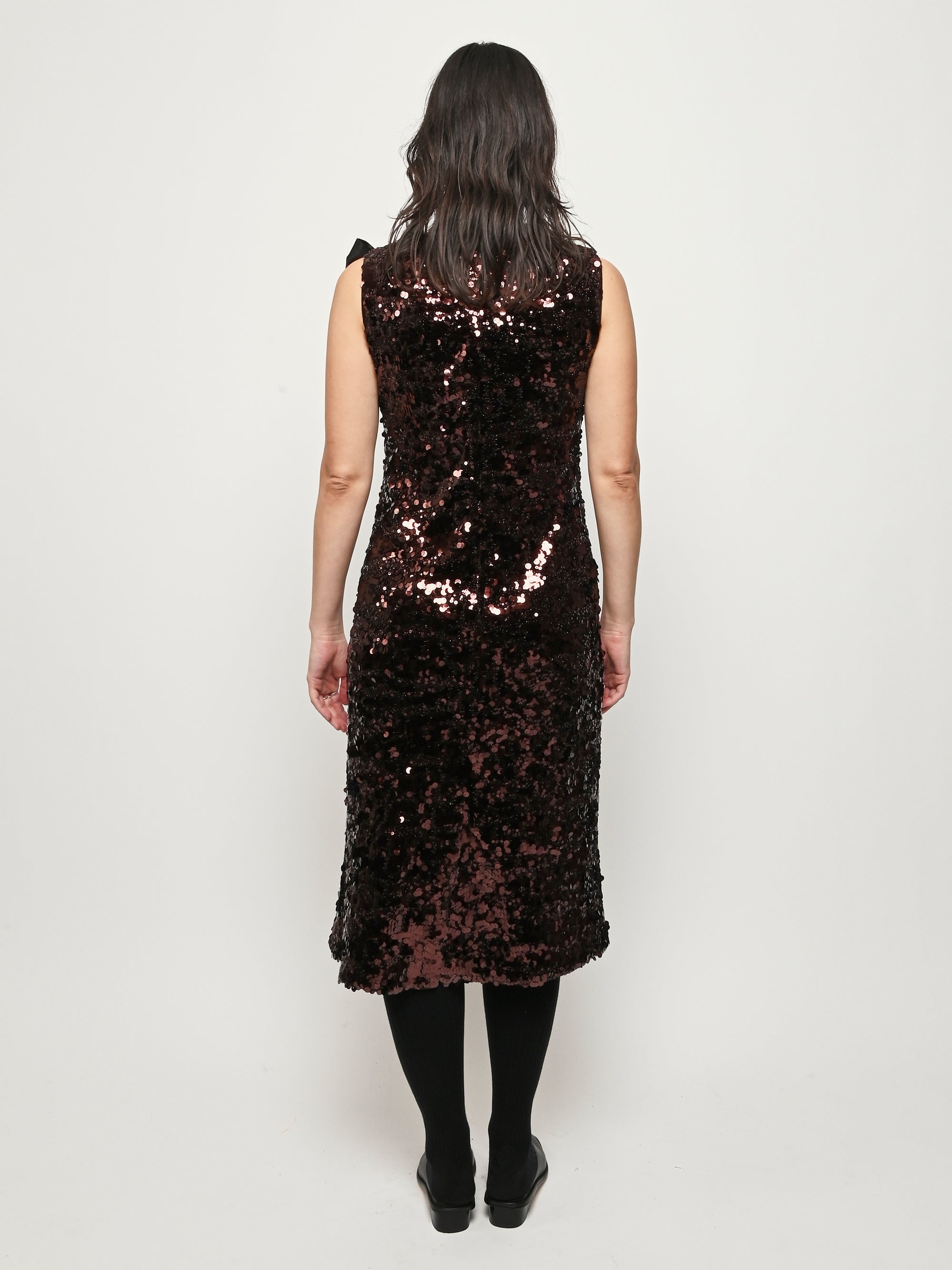 Demitasse Velvet Sequins Straight Midi Dress Demitasse Velvet Sequins Straight Midi Dress