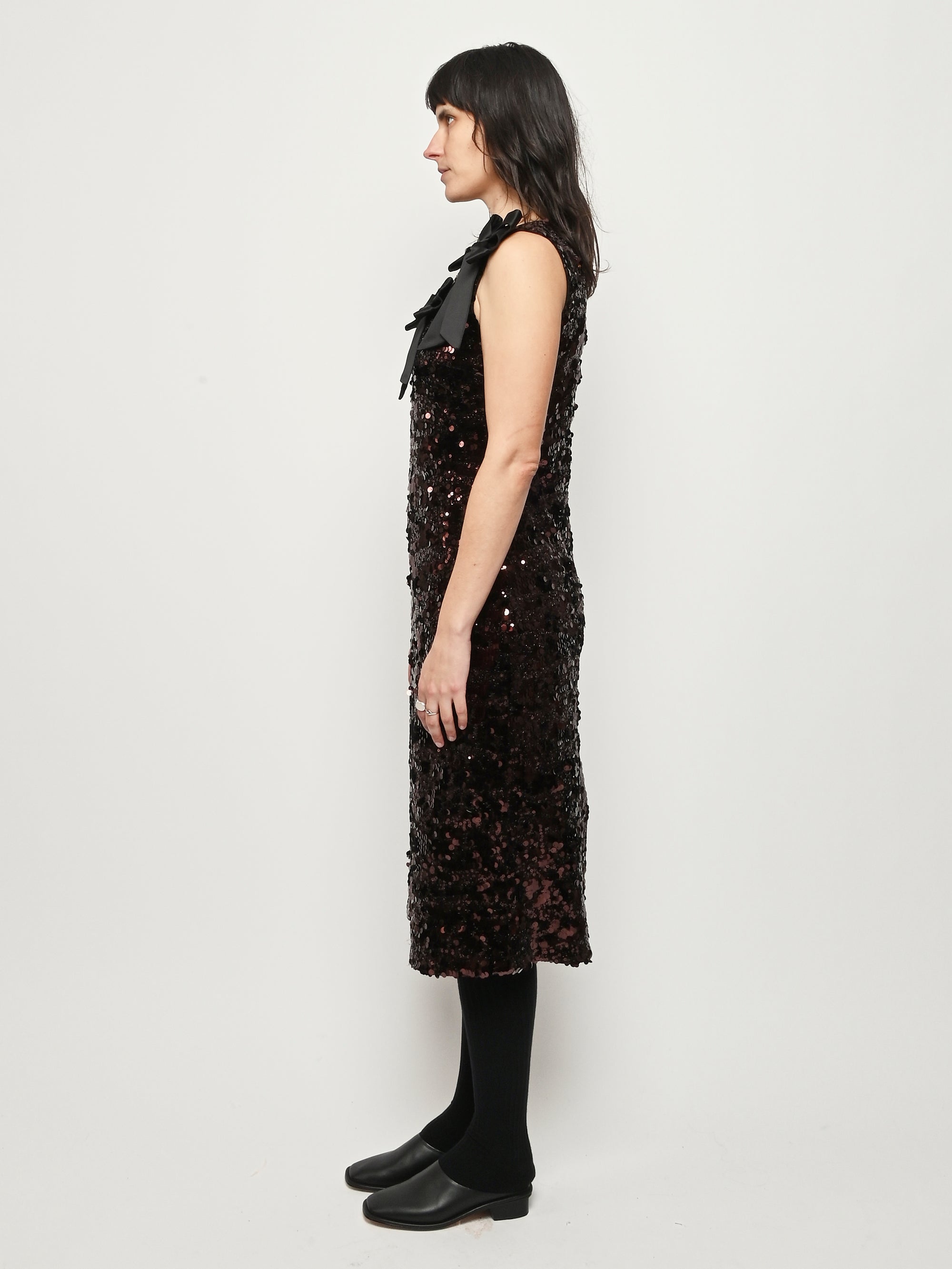 Demitasse Velvet Sequins Straight Midi Dress Demitasse Velvet Sequins Straight Midi Dress