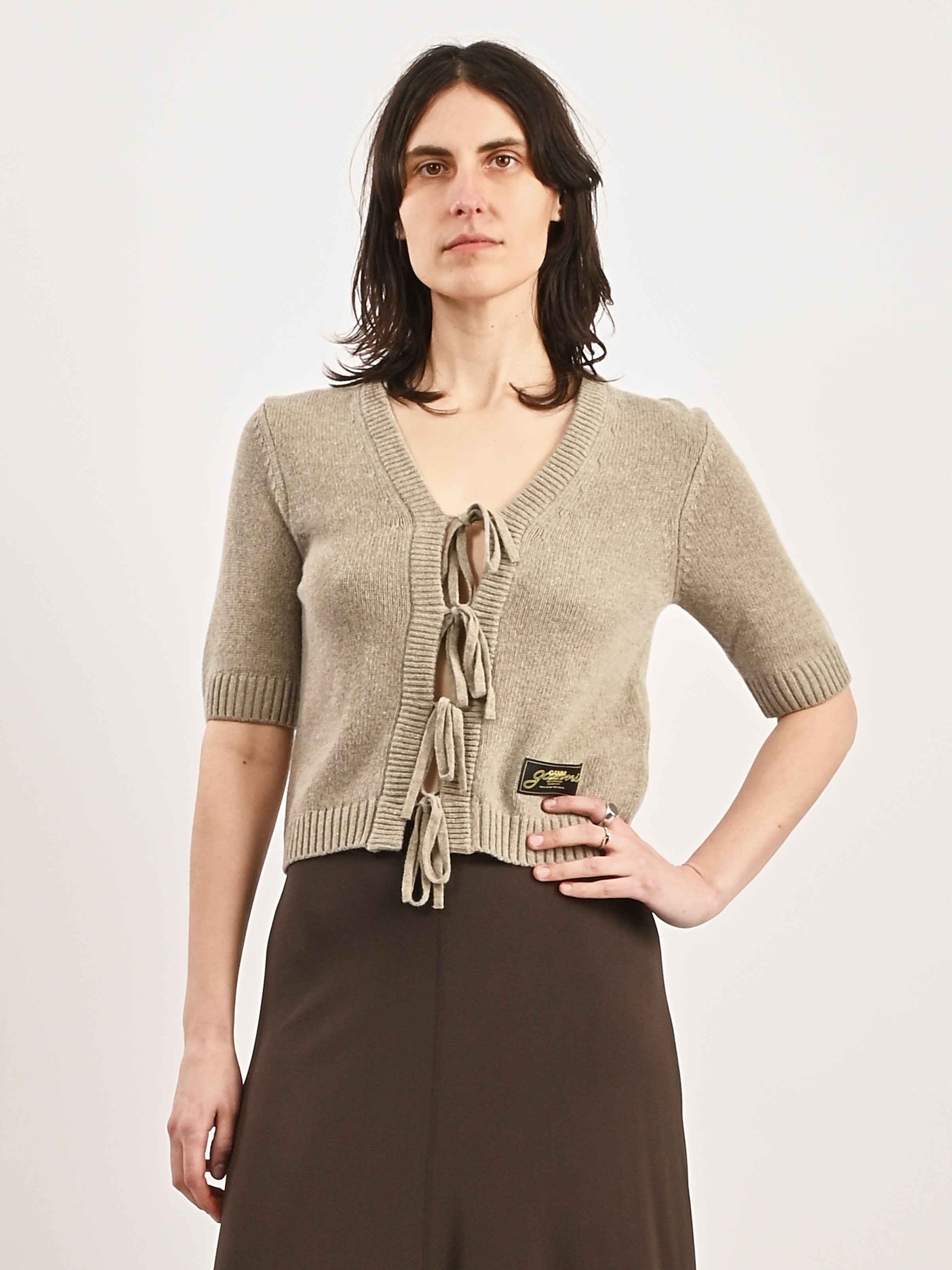 Ganni - Dusty Olive Future Wool Mix S/S Cardigan – Frances May