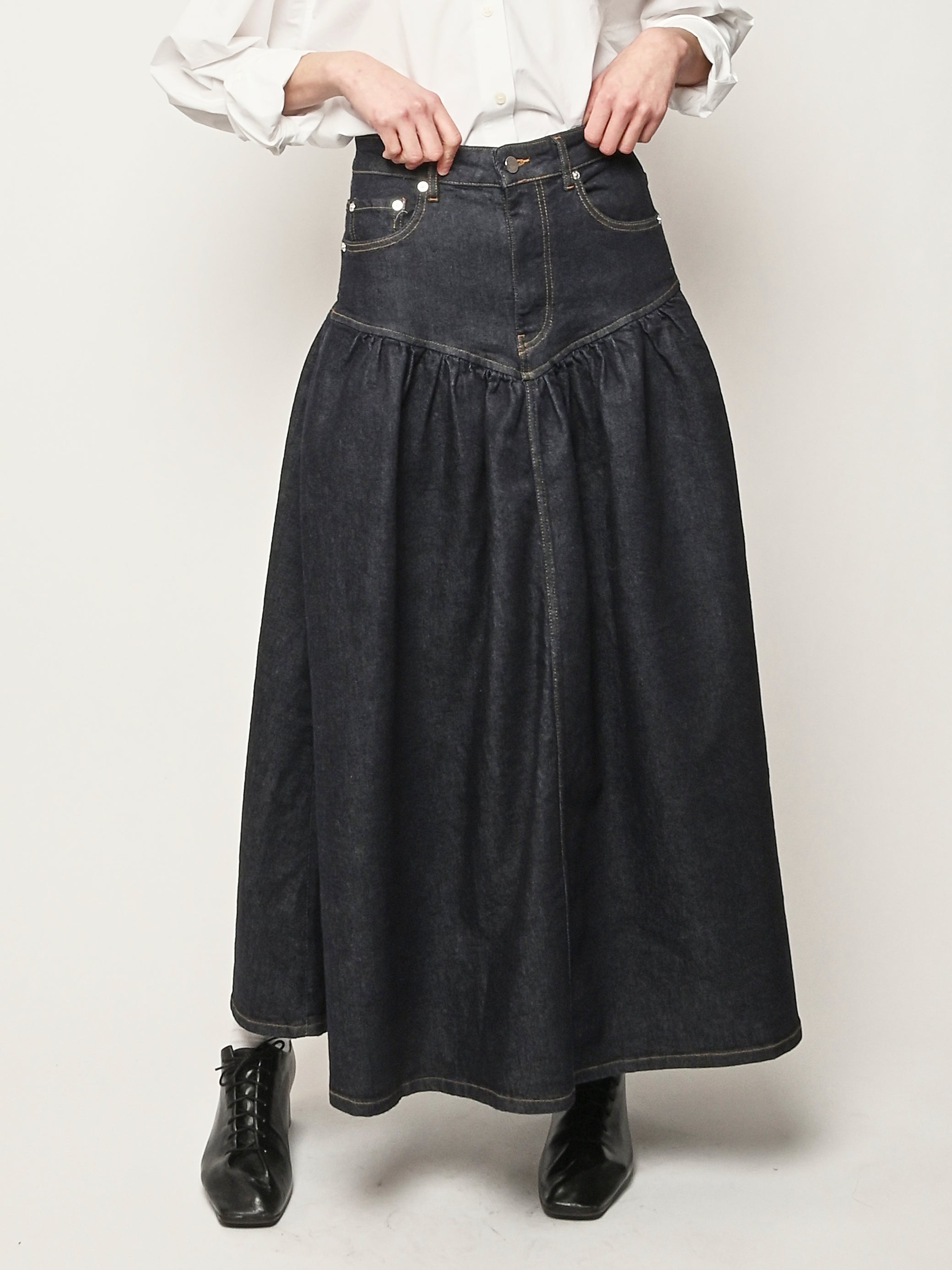 Ganni - Rinse Stretch Denim Long Skirt – Frances May