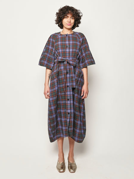 blue flannel dress Henrik Vibskov flannel shirt dress womens