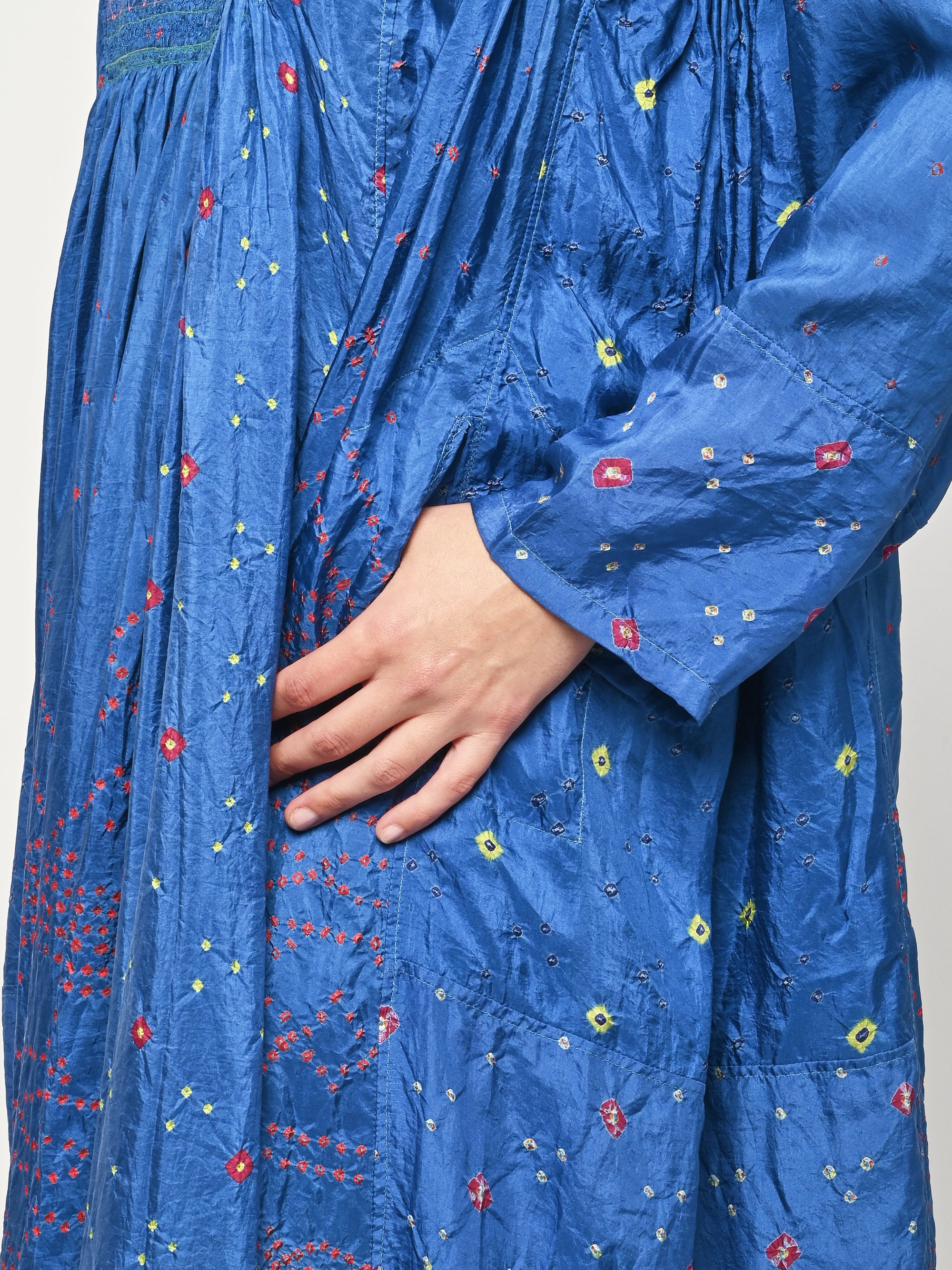 injiri silk dress Injiri Gathered Silk Dress in Dark Indigo Blue