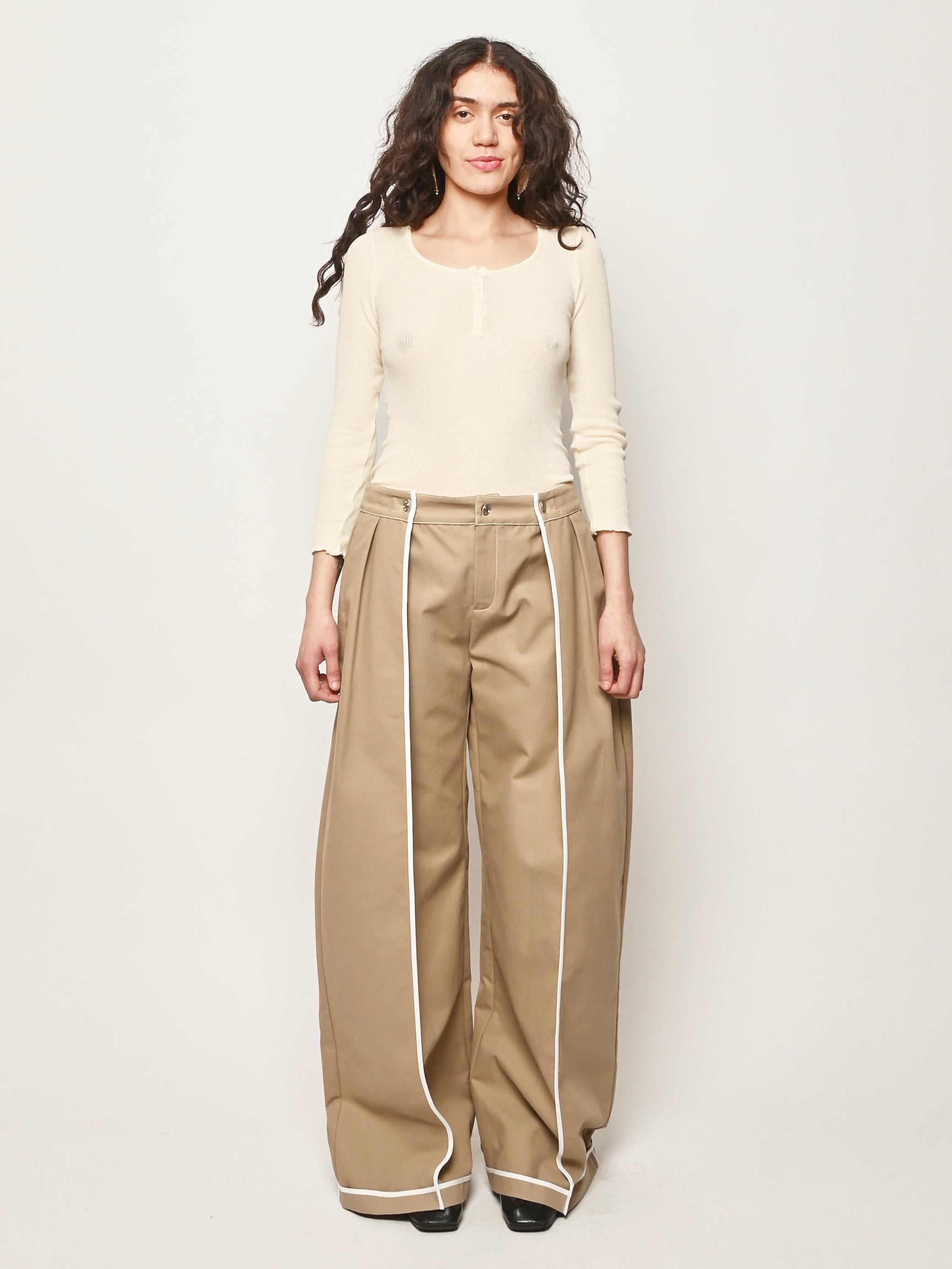 Jane Wade - Khaki Binding Tuck Pant – Frances May
