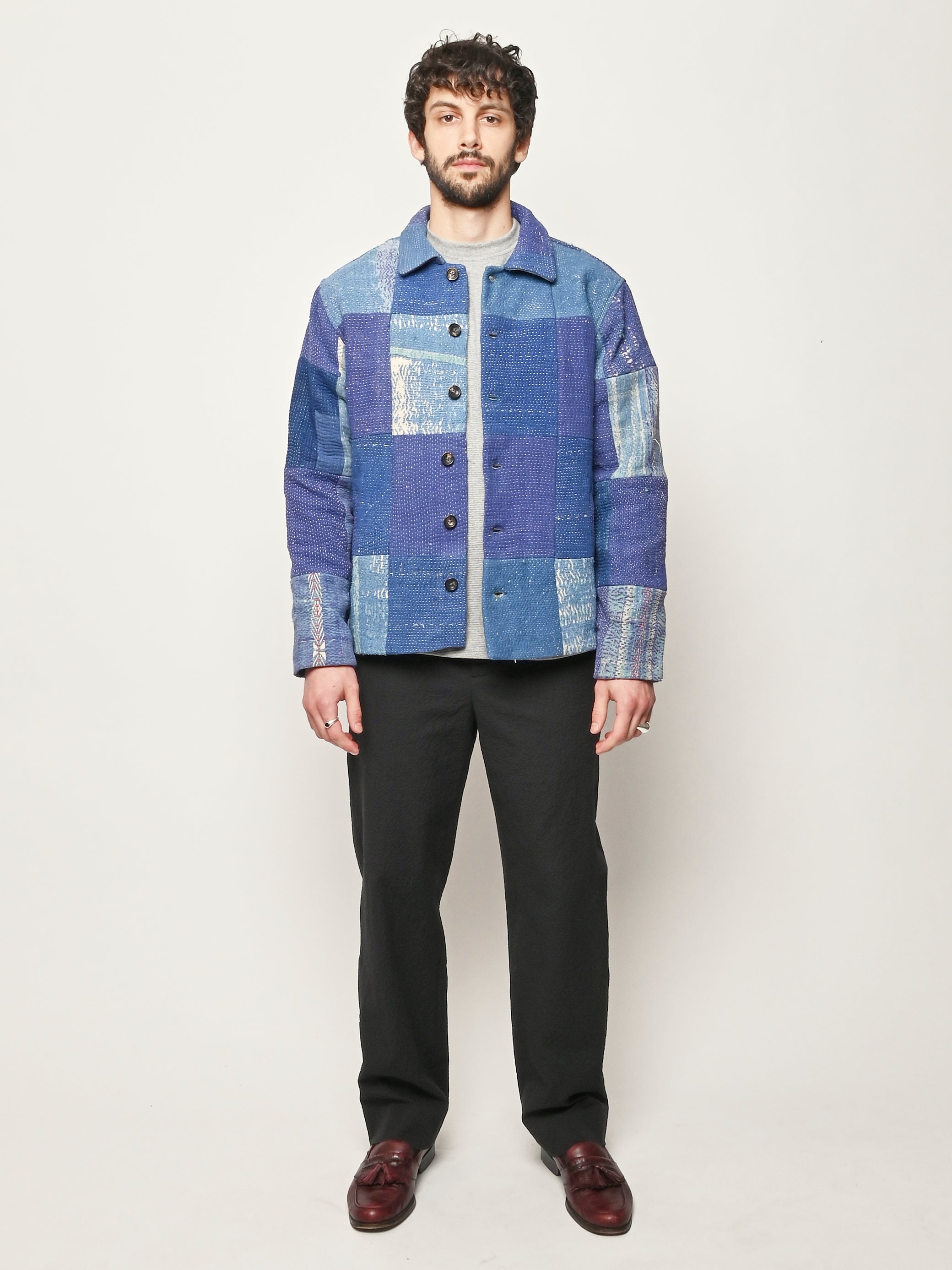 Kartik Research - Blue/White Vintage Kantha Patchwork Jacket