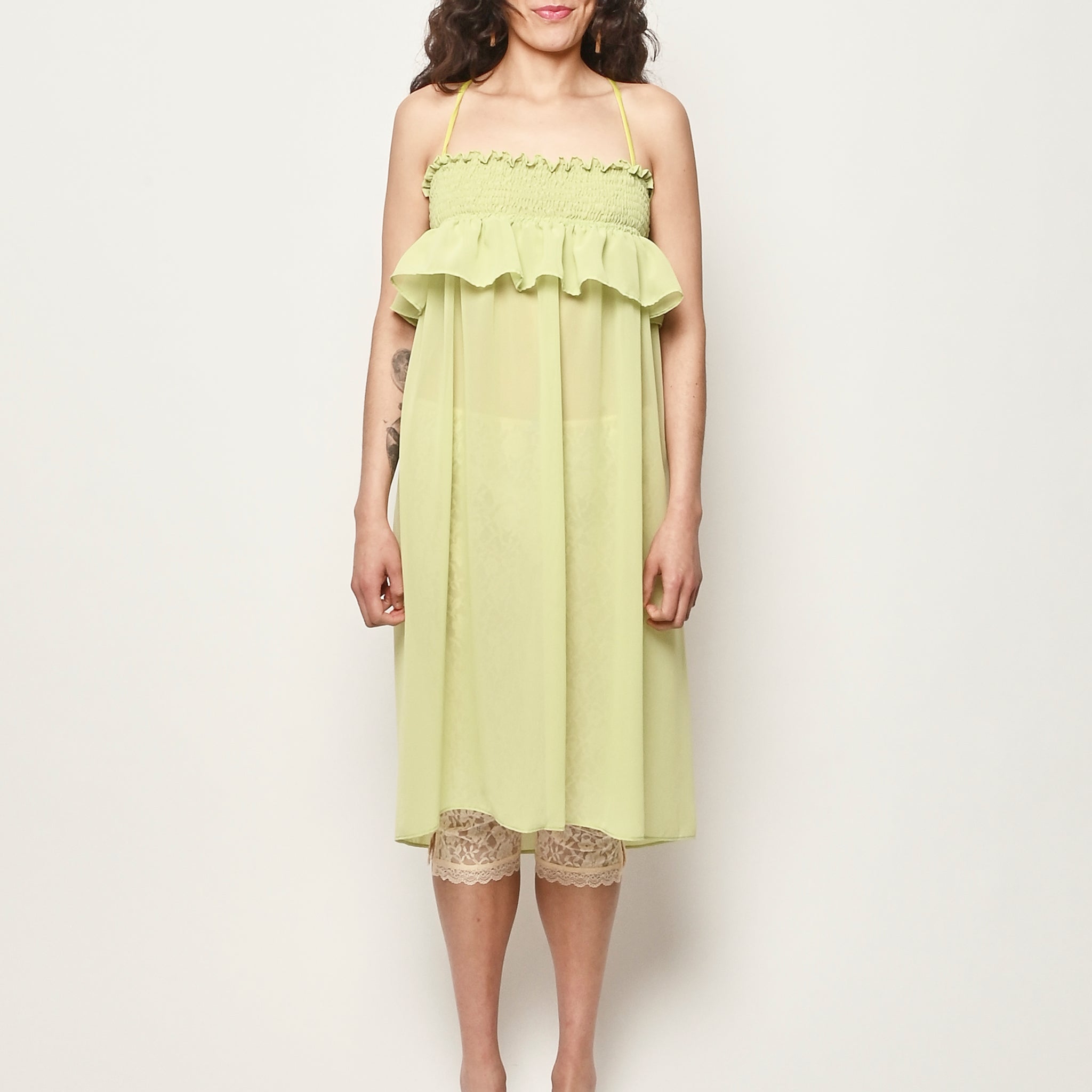 Laurs Kemp - Lime Chiffon Smocked Overdress Laurs Kemp - Lime Chiffon Smocked Overdress