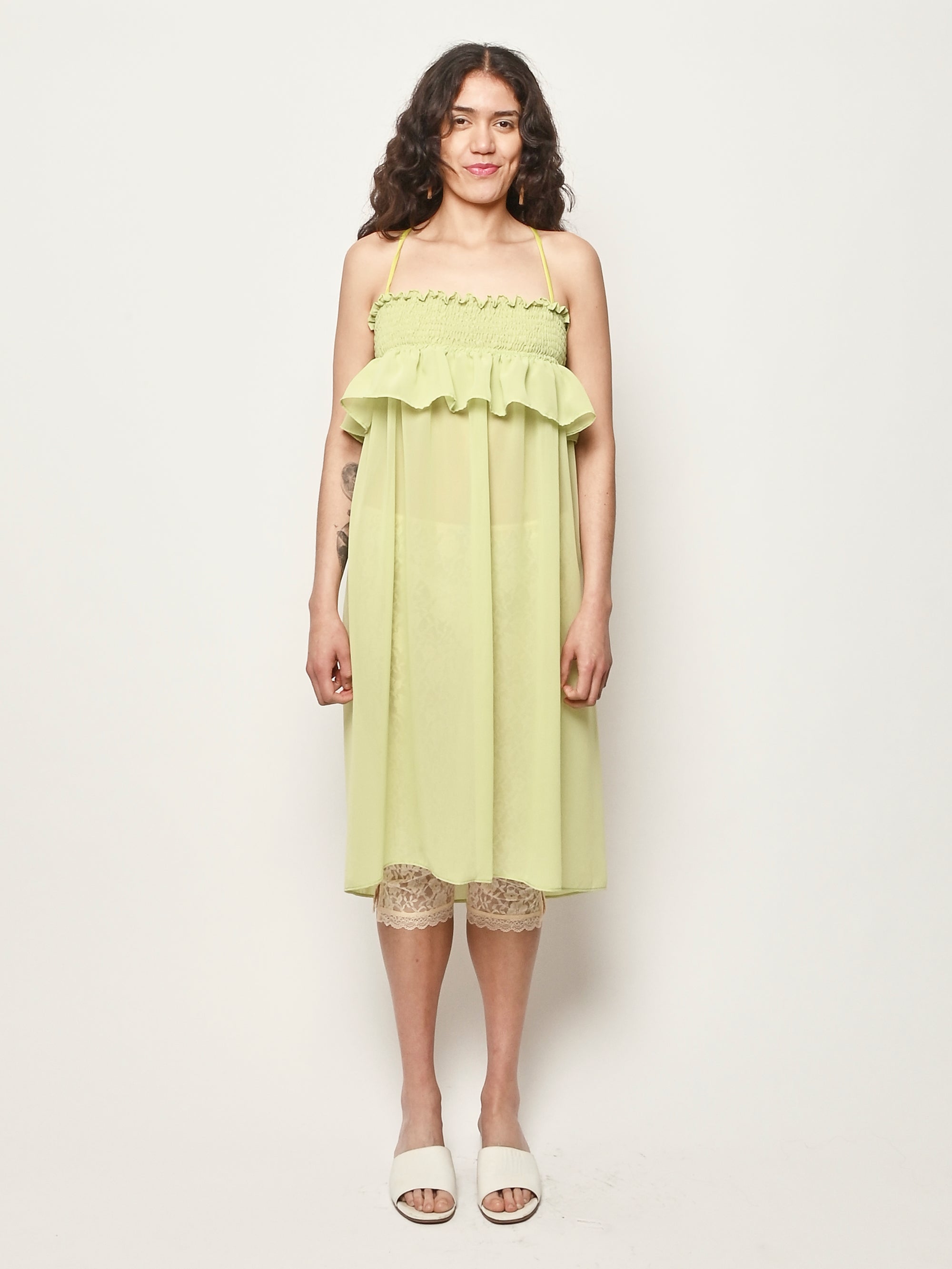 chiffon smocked dress Plus Size - Chiffon Smocked Waist Cover-Up Dress