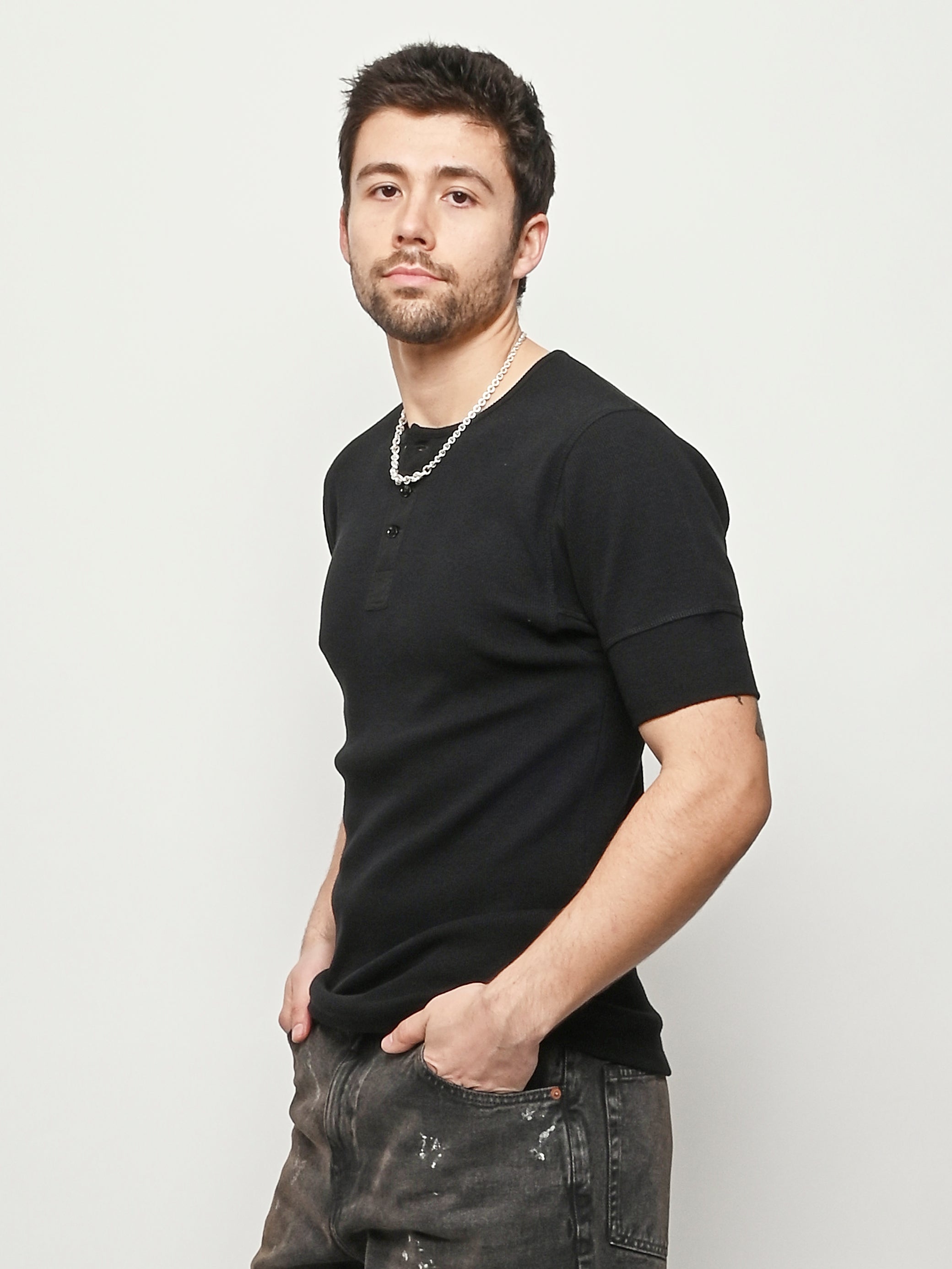 LEMAIRE - Black Rib Henley Top – Frances May