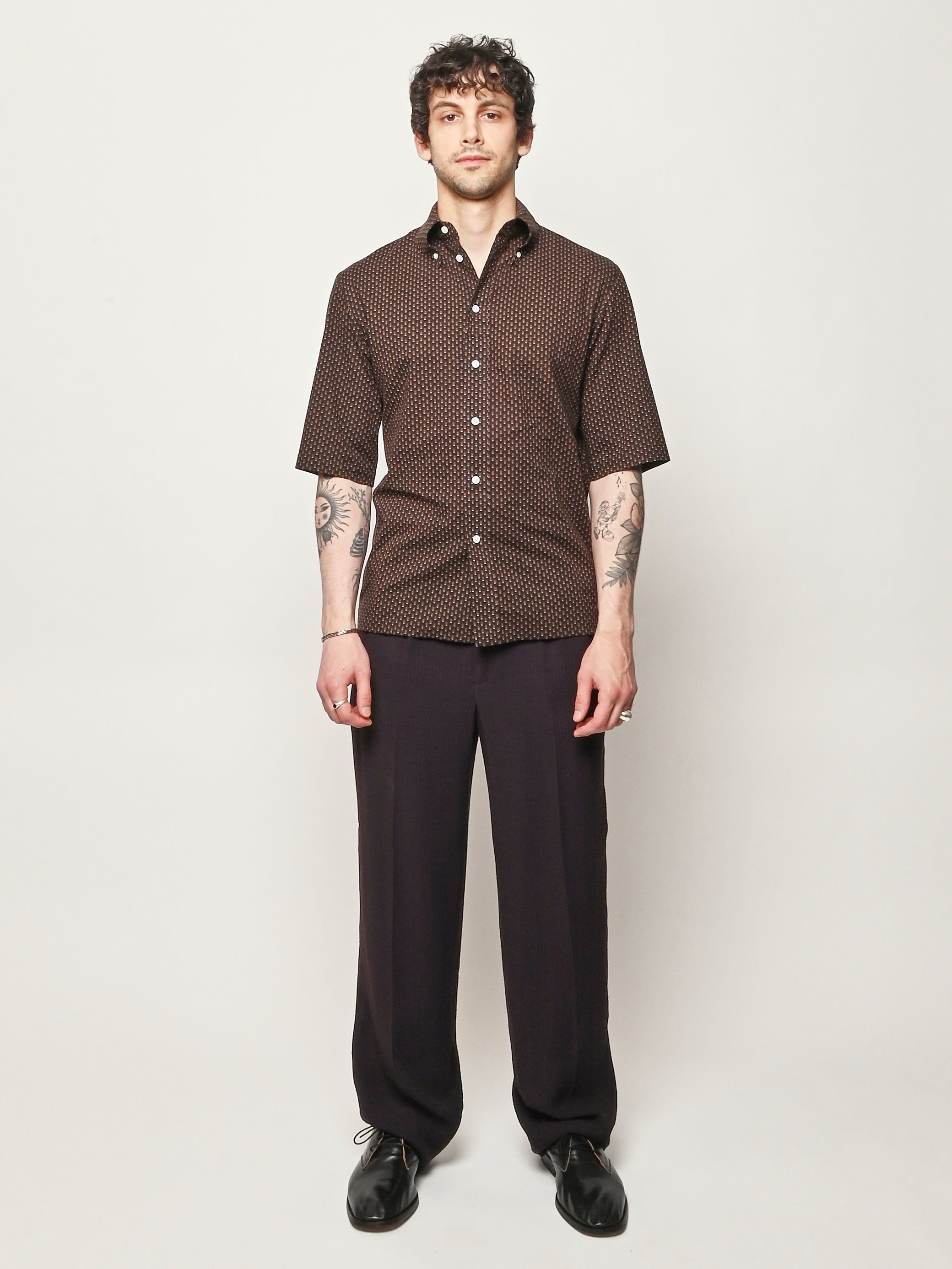 Lemaire Short Sleeve Shirt ショートスリーブシャツ LEMAIRE - Brown/Tobacco Short Sleeve Shirt – Frances May