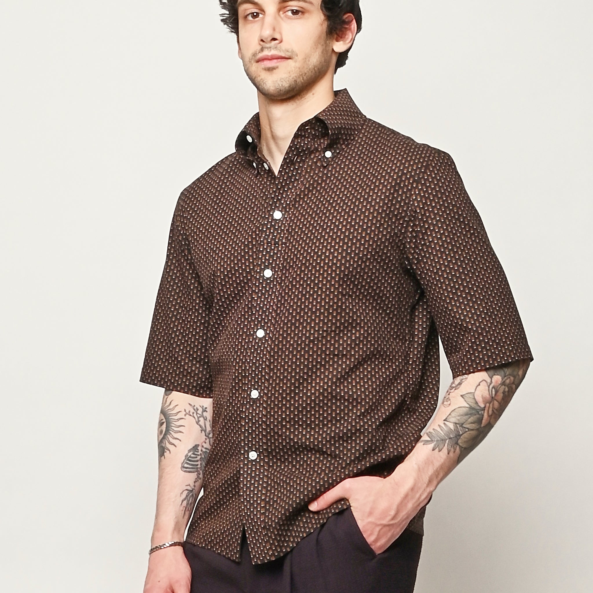 LEMAIRE - Brown/Tobacco Short Sleeve Shirt – Frances May