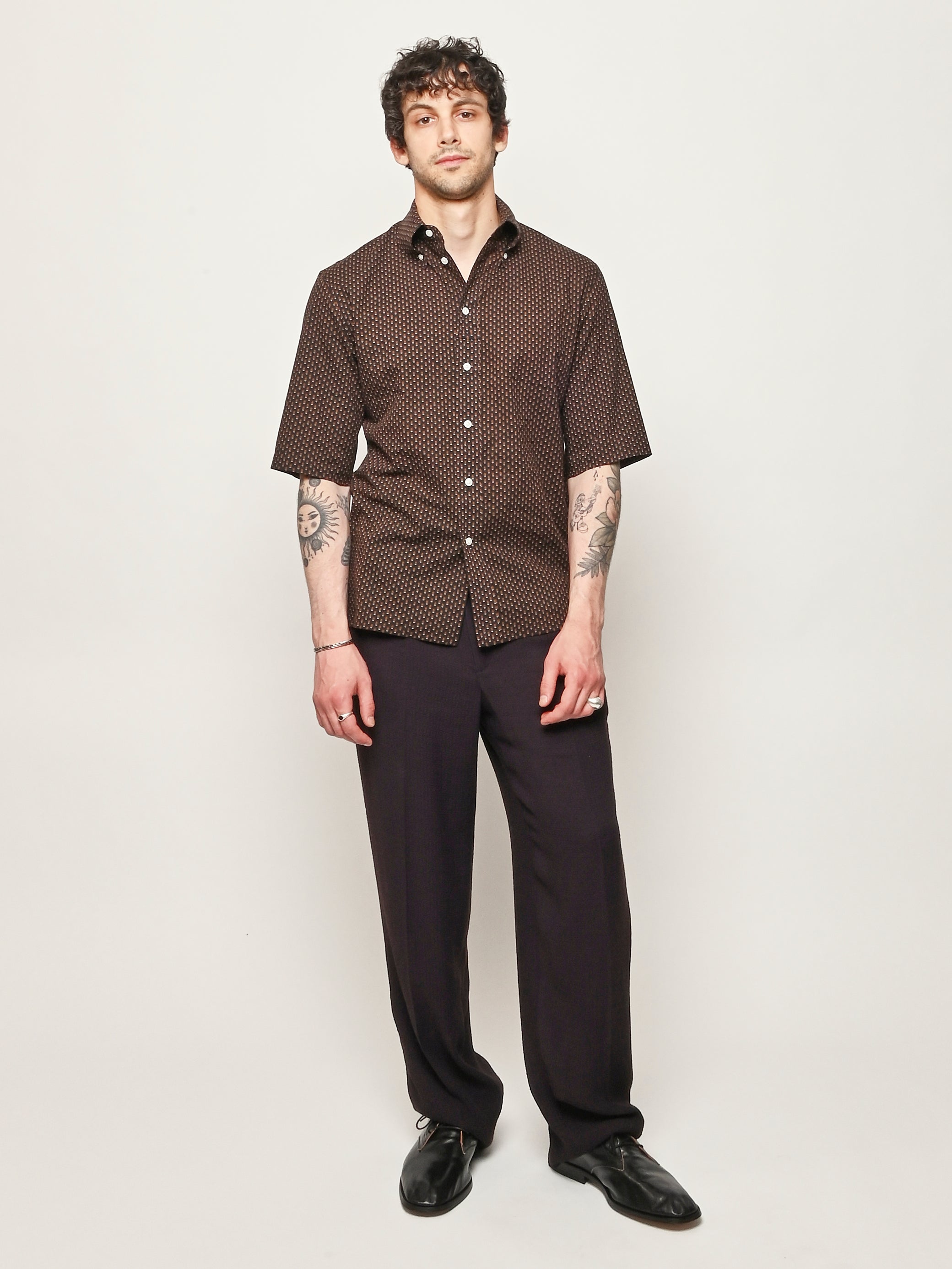 LEMAIRE brownストライプ 長袖シャツ LEMAIRE - Brown/Tobacco Short Sleeve Shirt – Frances May