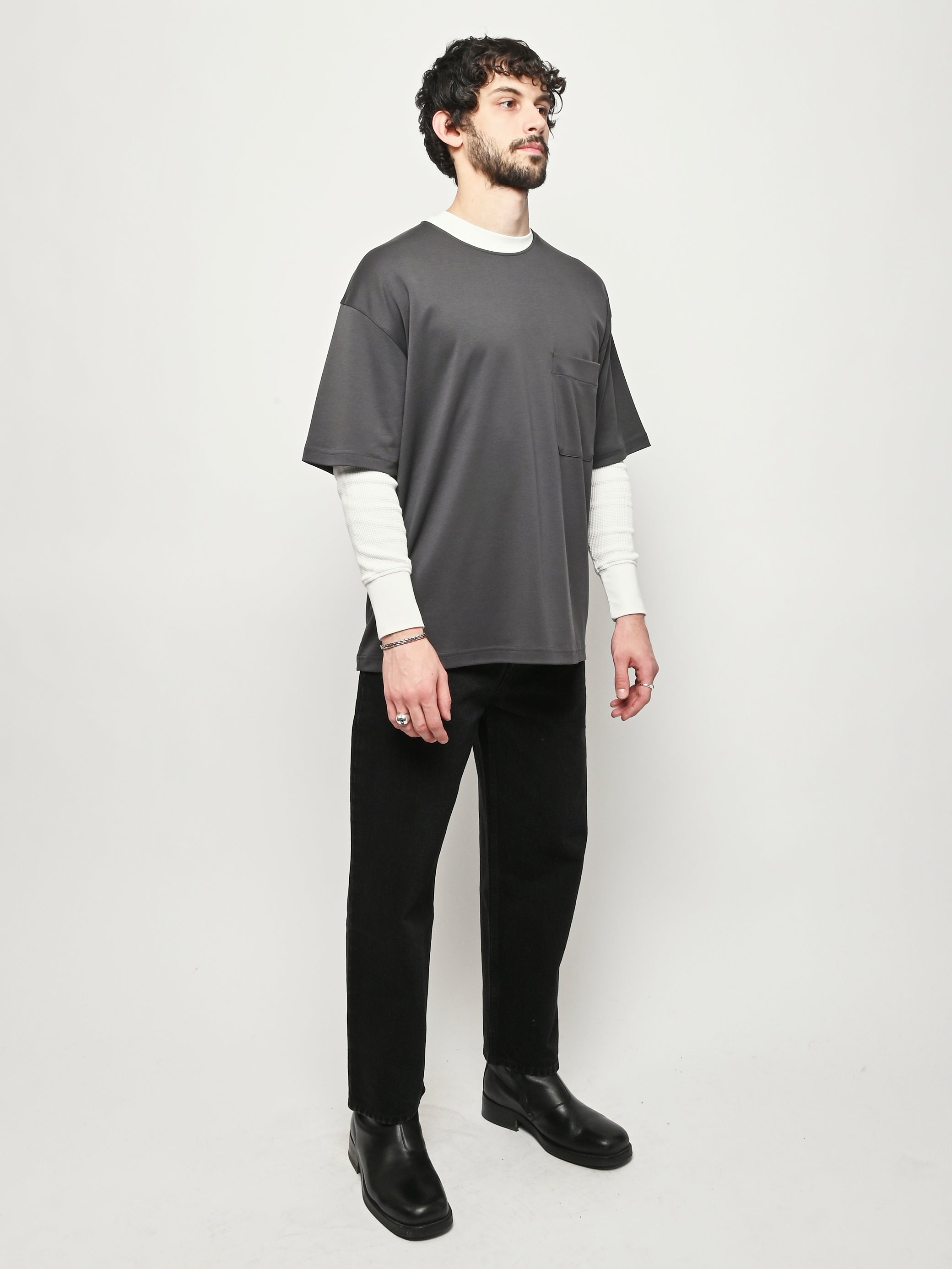LEMAIRE トロンプルイユポロシャツS グレー lemaire-carbon-grey-relaxed-t-
