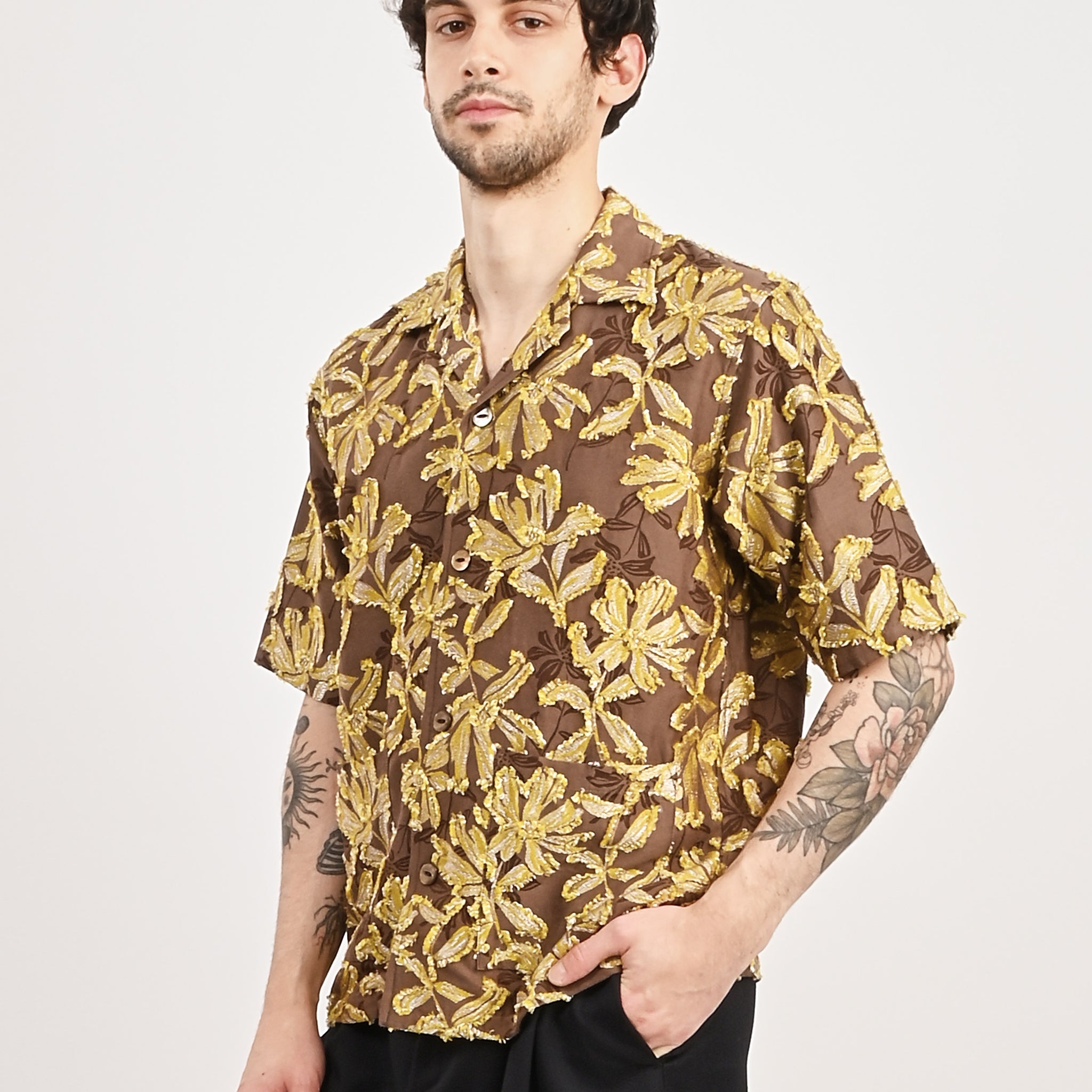 Needles - Brown Flower Cut Jq. Cabana Shirt – Frances May