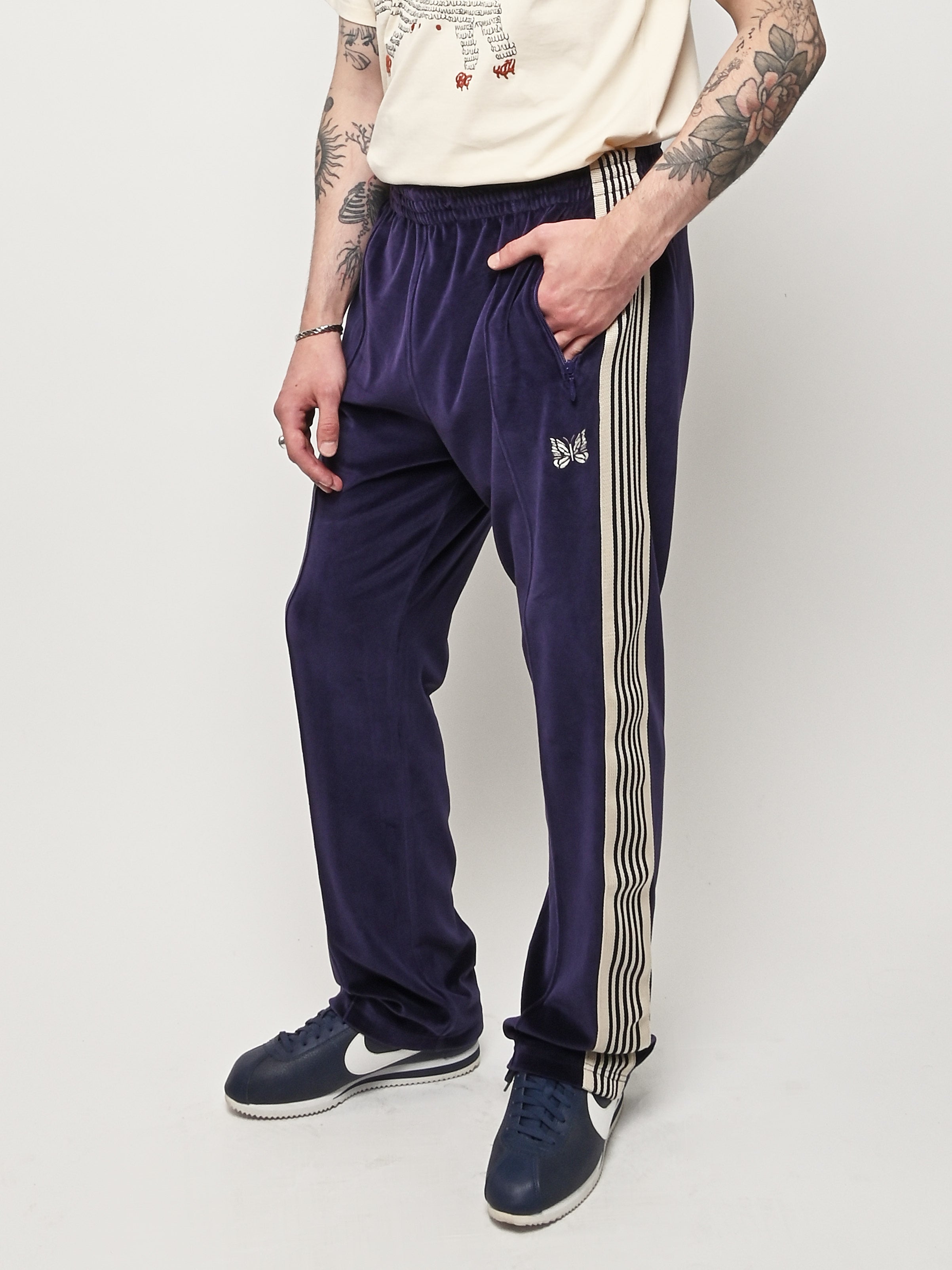 Needles - Navy Velour Narrow Track Pant – Frances May