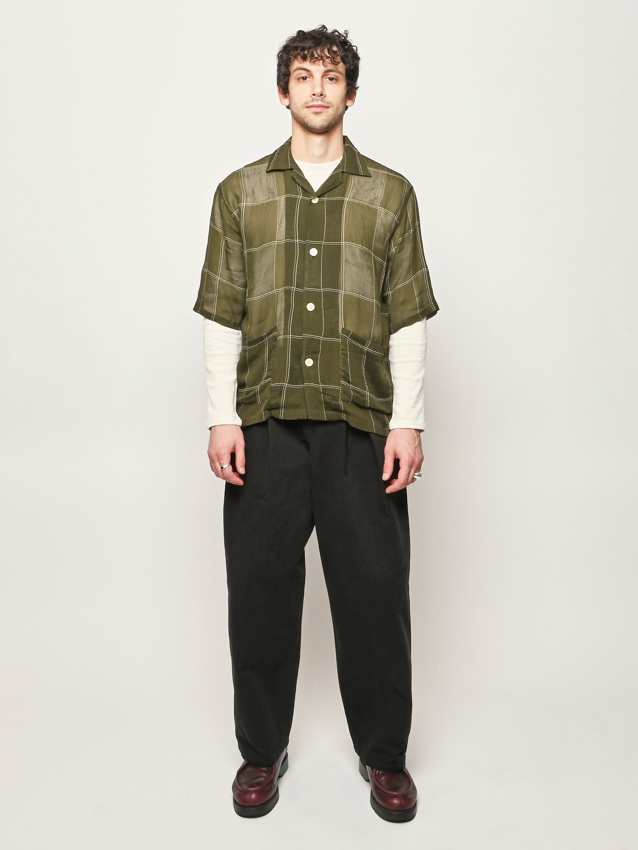 Needles - Olive Cupra Crepe Plaid Cabana Shirt – Frances May