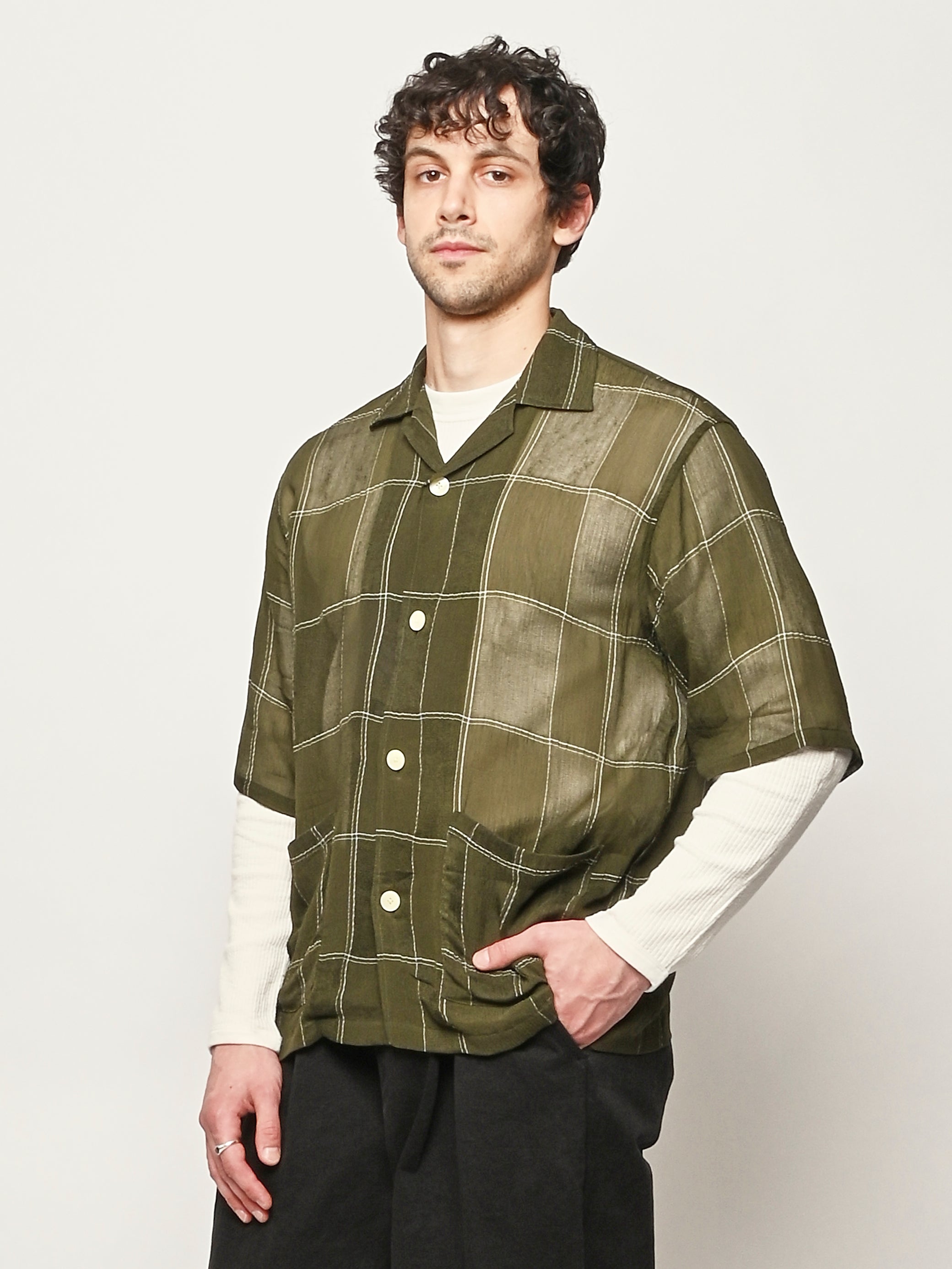 Needles - Olive Cupra Crepe Plaid Cabana Shirt – Frances May