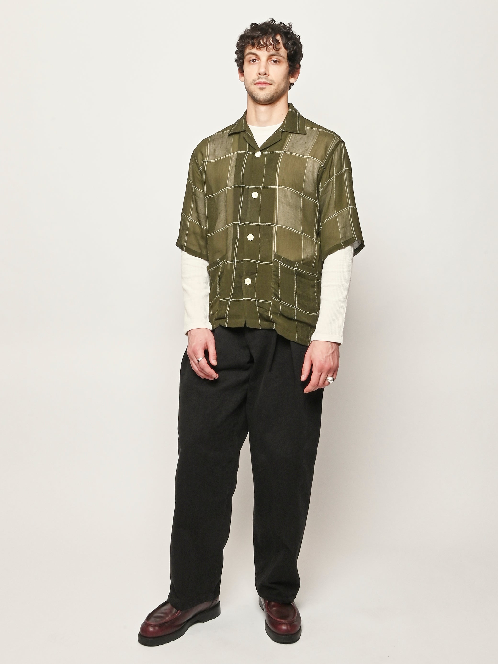 Needles - Olive Cupra Crepe Plaid Cabana Shirt – Frances May