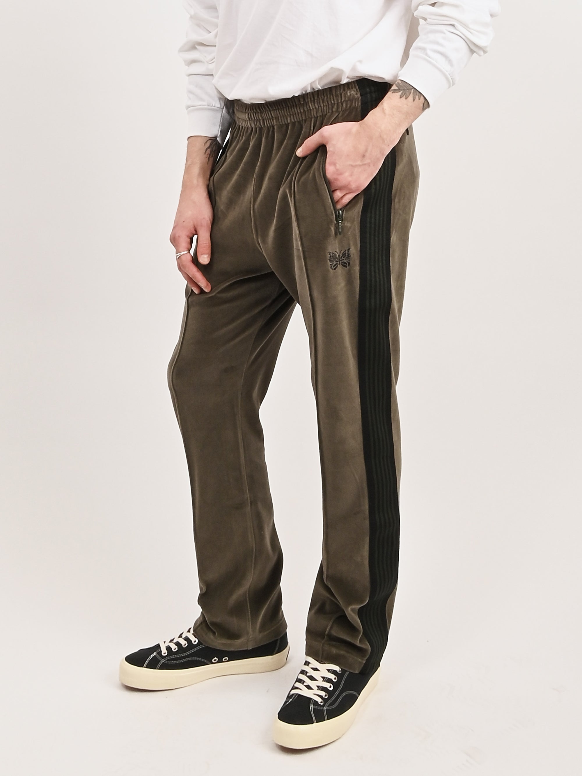 Needles - Olive Velour Narrow Track Pant – Frances May