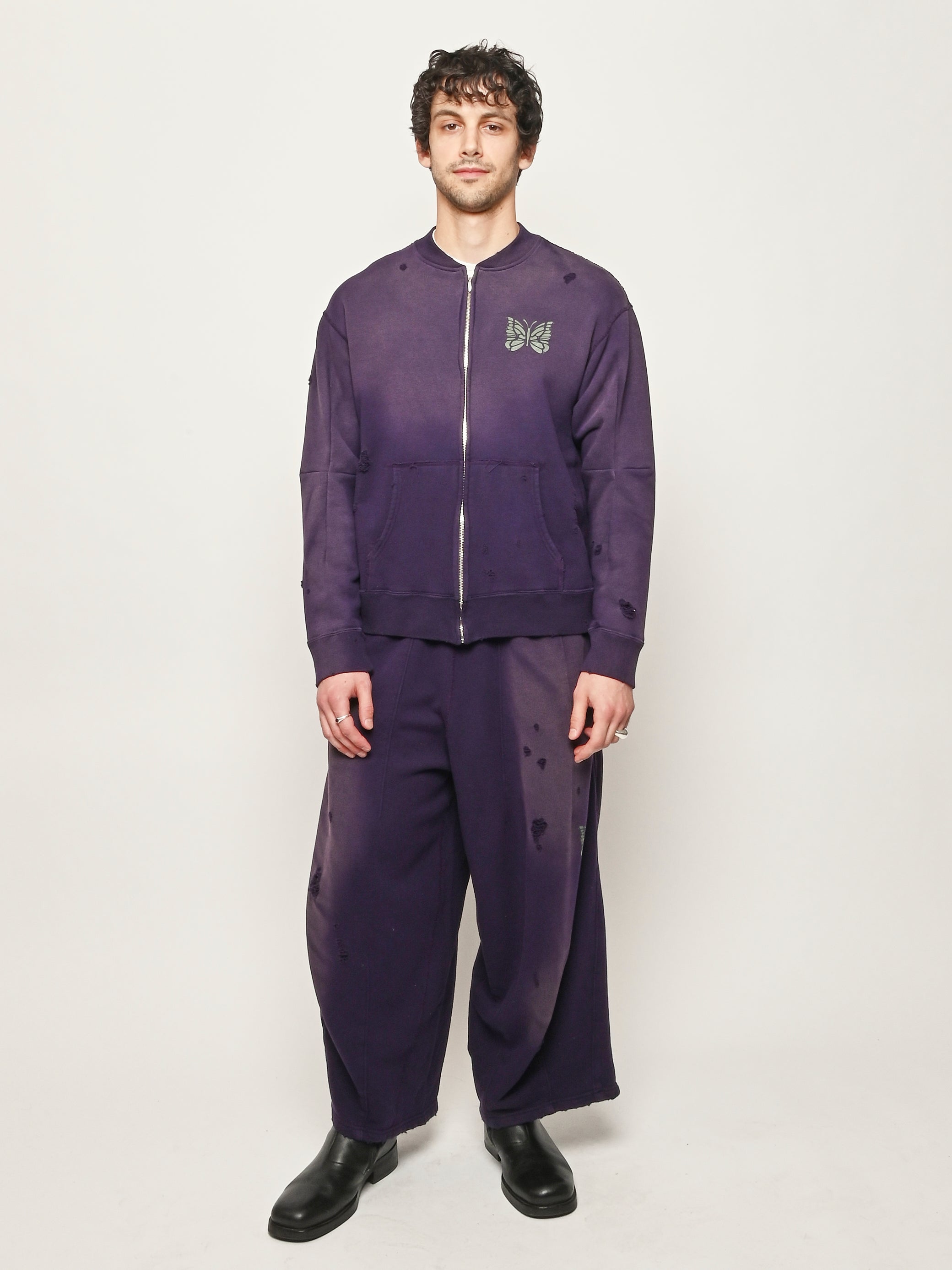 トップス Needles Needles - Purple Deconstructed Zipped Sweat – Frances May