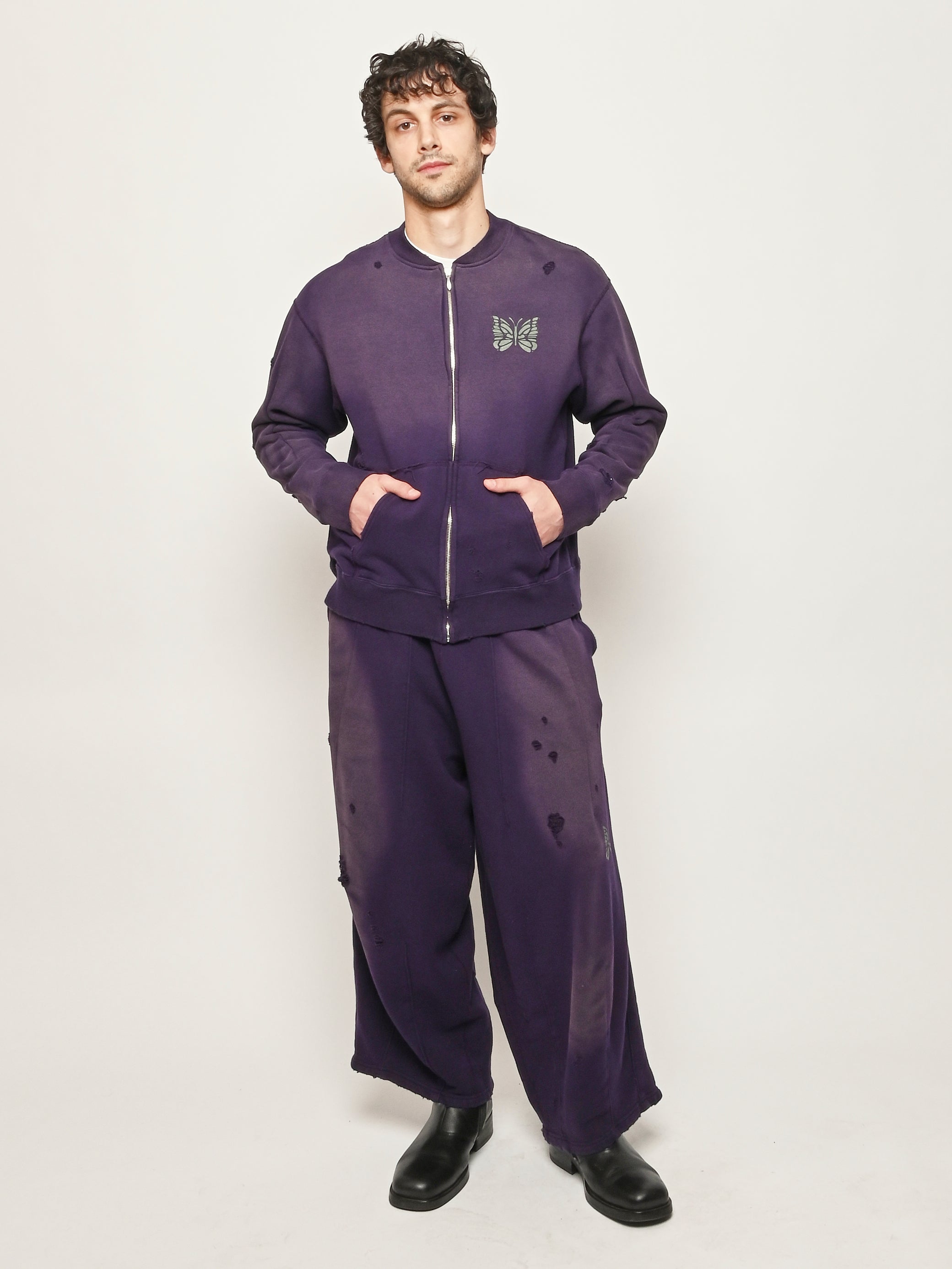 Needles - Purple Deconstructed Zipped Sweat – Frances May