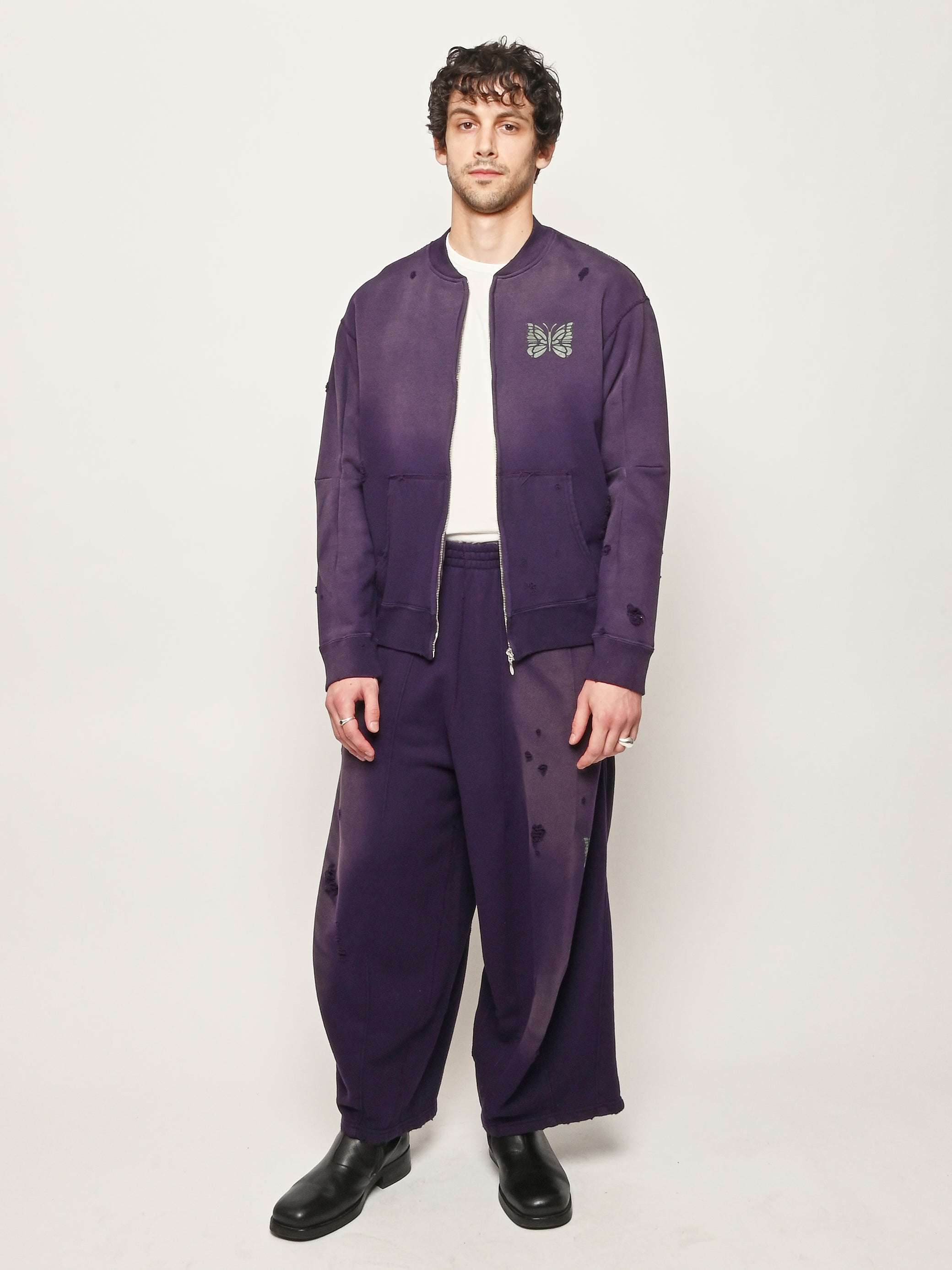 Needles パープル ジャージ　トップス S Needles - Purple Deconstructed Zipped Sweat – Frances May