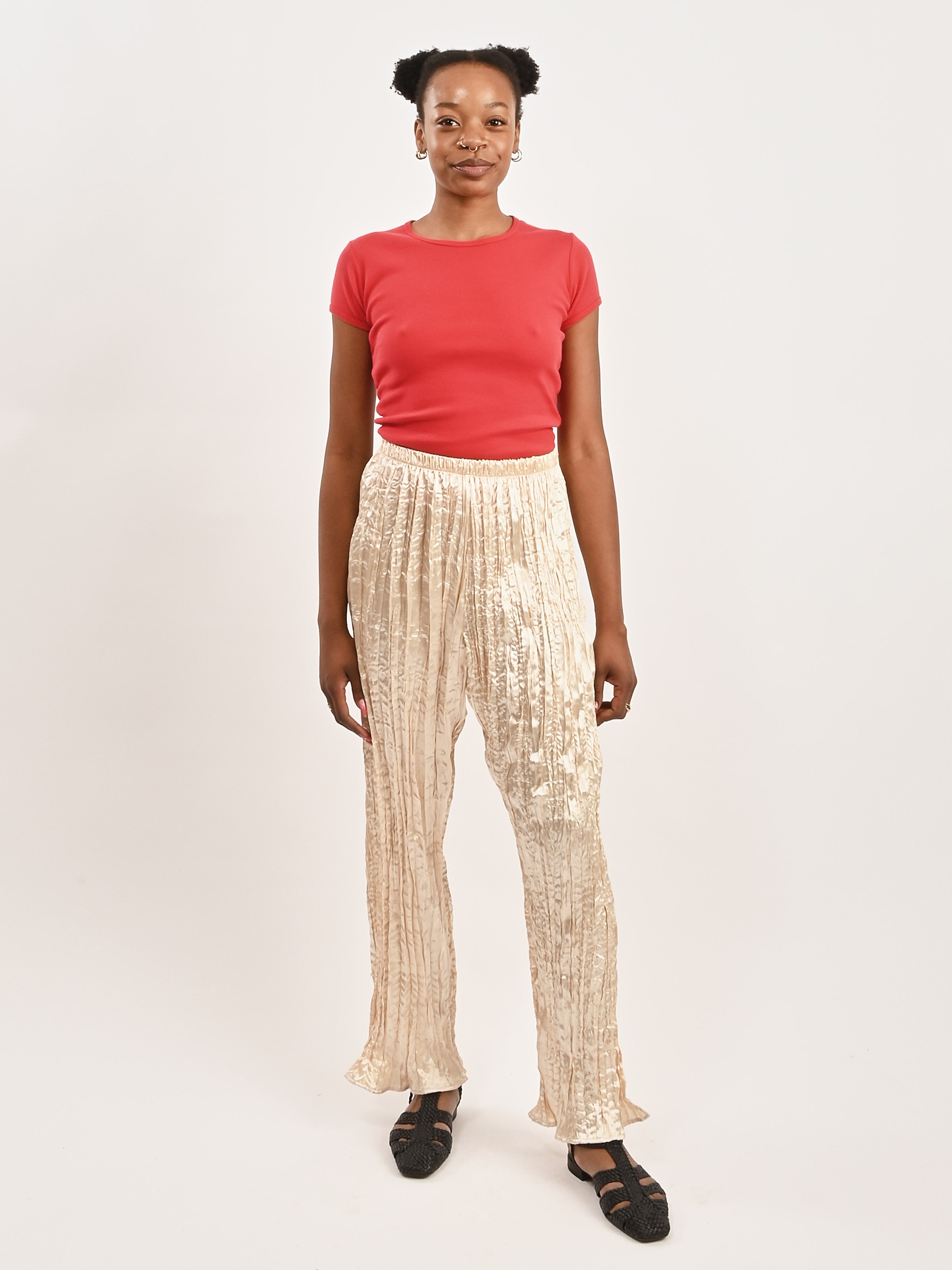 Nin Studio - Beige Crinkle Pant – Frances May