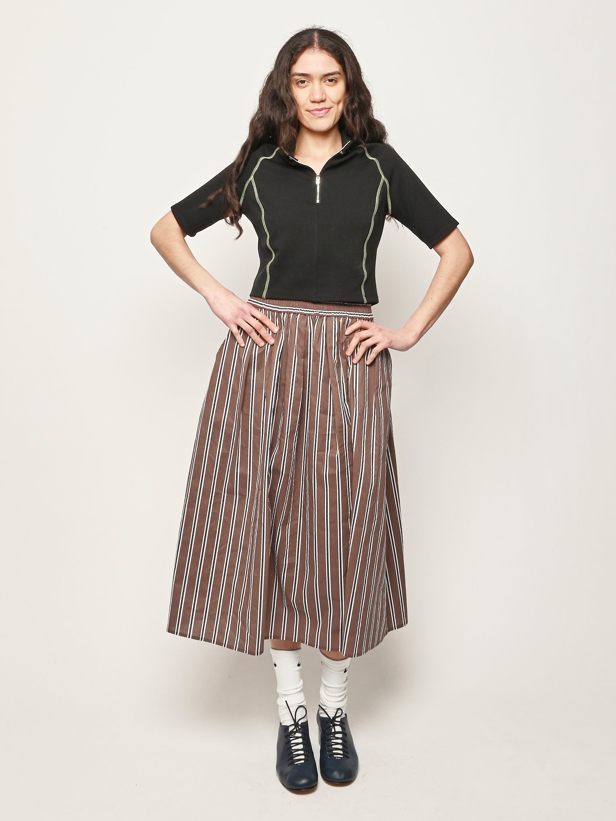 No. 6 - Cambridge Brown Stripe Mel Skirt – Frances May