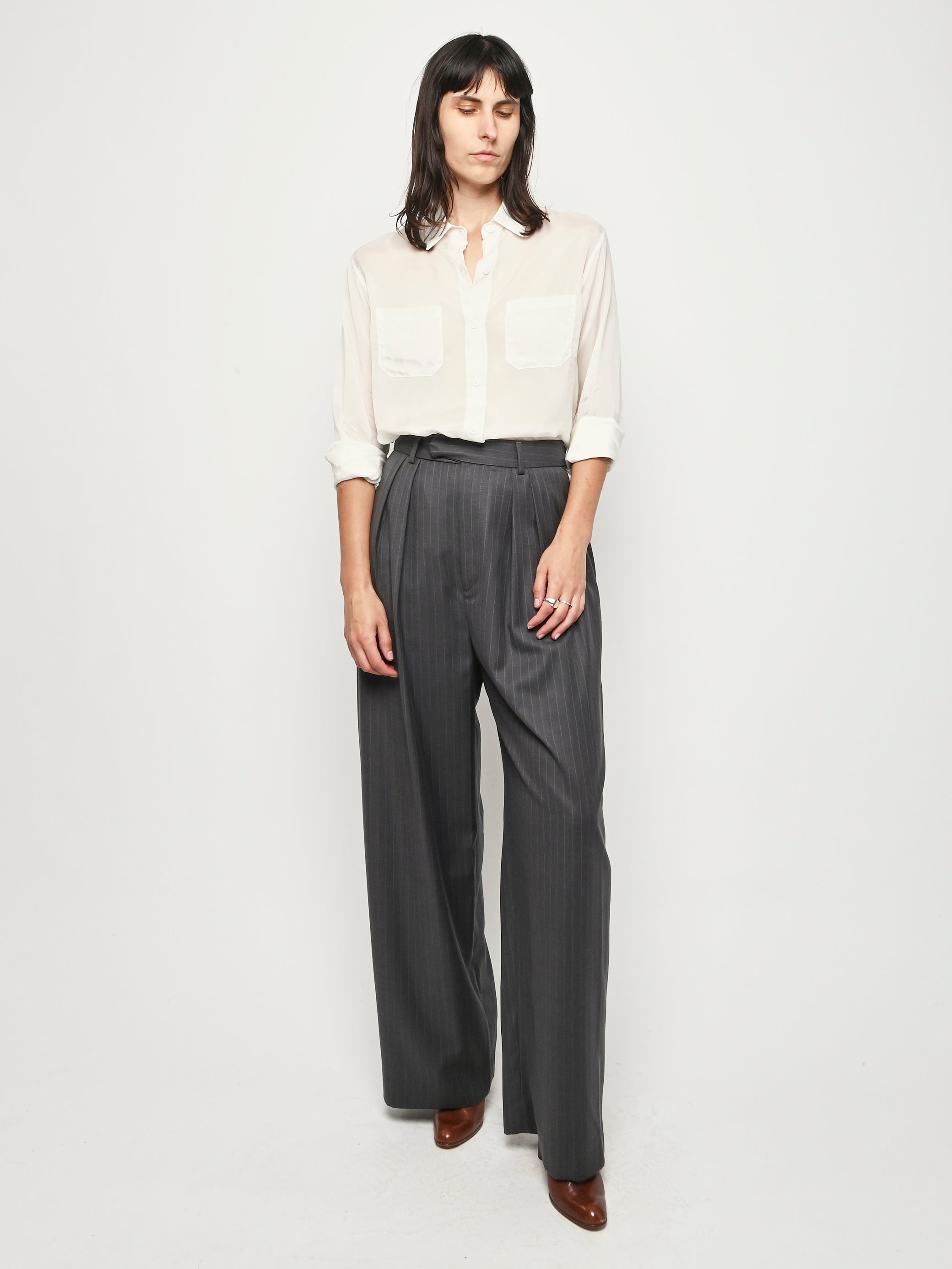 Nomia - Charcoal Wide Leg Pleated Trouser – Frances May