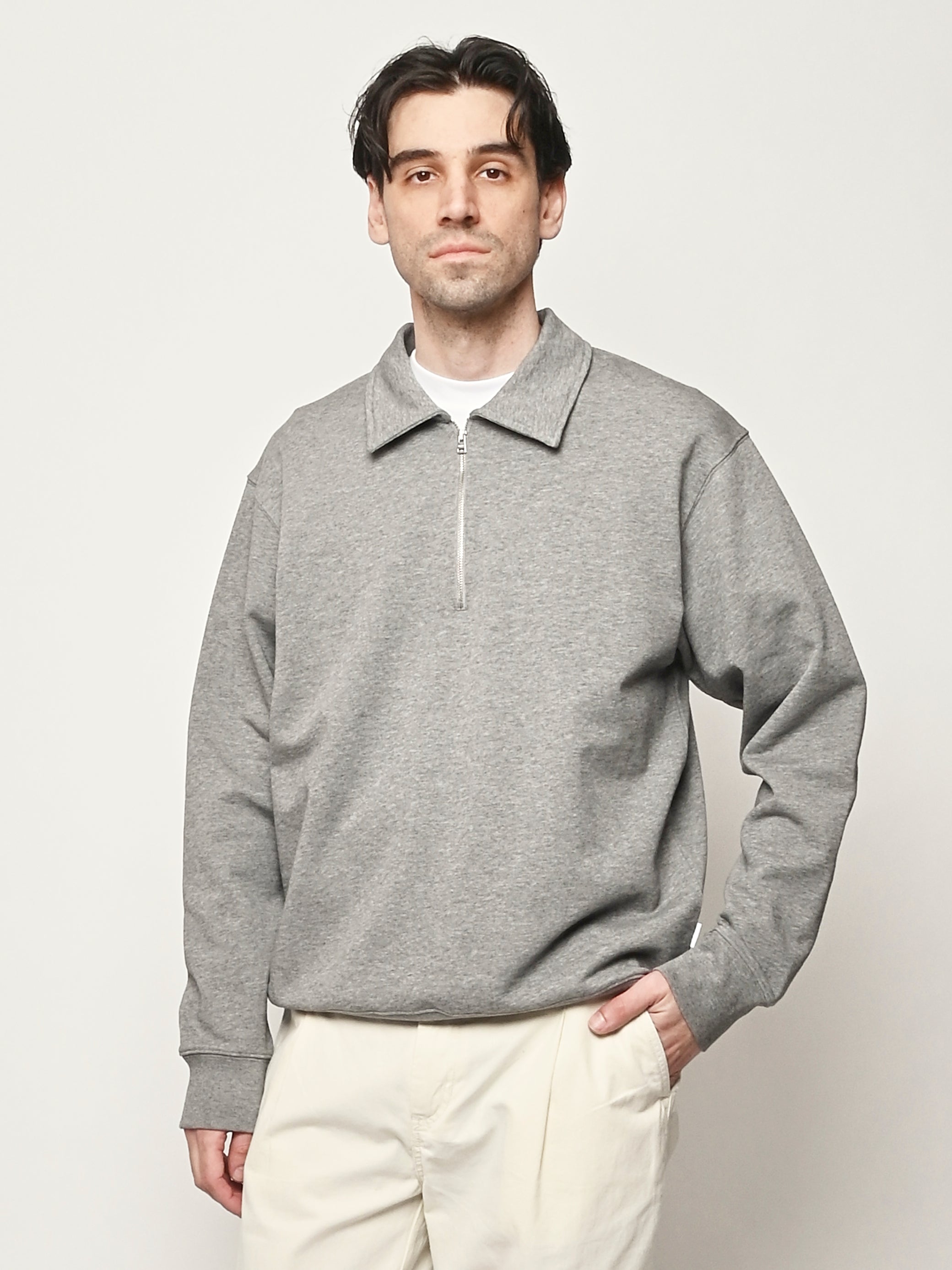 Norse Projects - Grey Melange Norse Standard Half Zip Sweatshirt