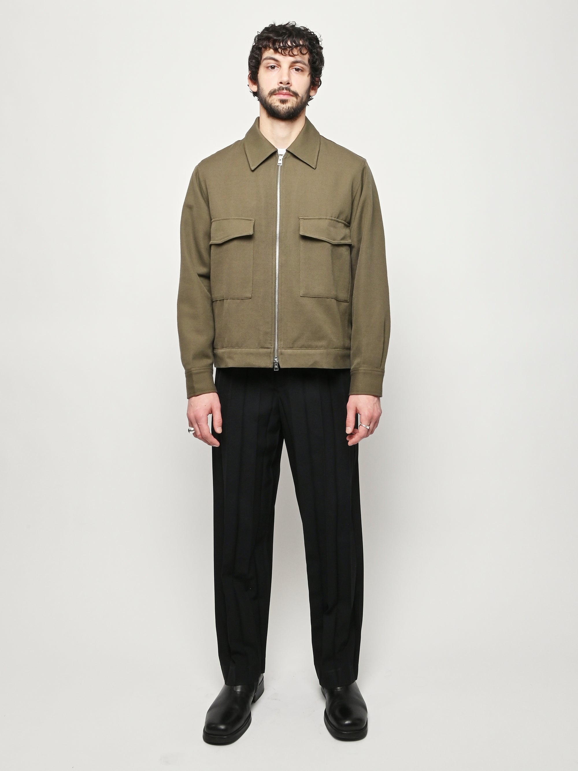 Norse Projects - Olive Night Aksel Cavalry Cotton Wool Windstopper Jacket Frances May Norse Projects - Olive Night Aksel Cavalry Cotton Wool Windstopper Jacket Frances May