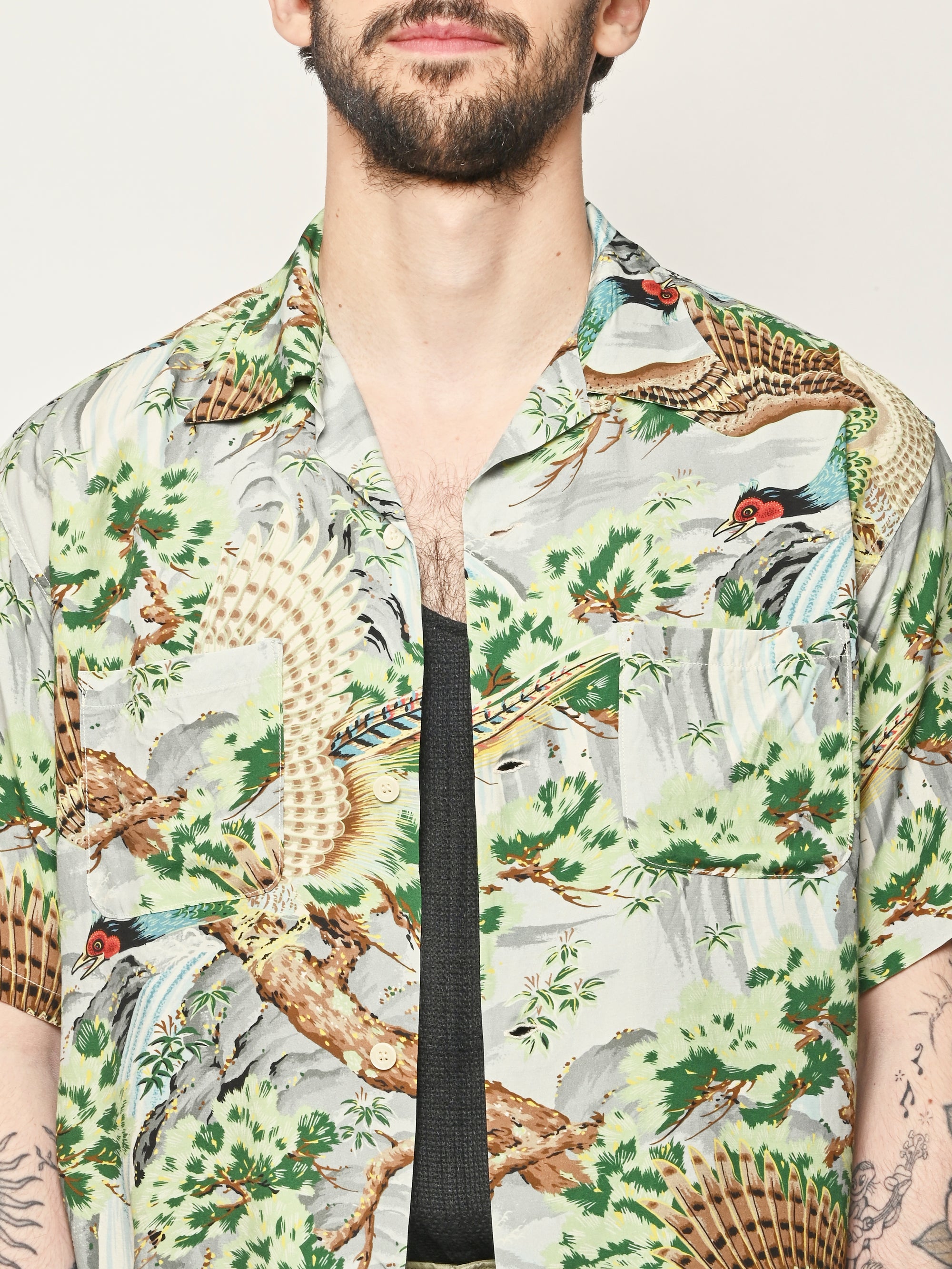peacock dress shirt Dolce & Gabbana White Cotton Feather Print GOLD Dress Shirt