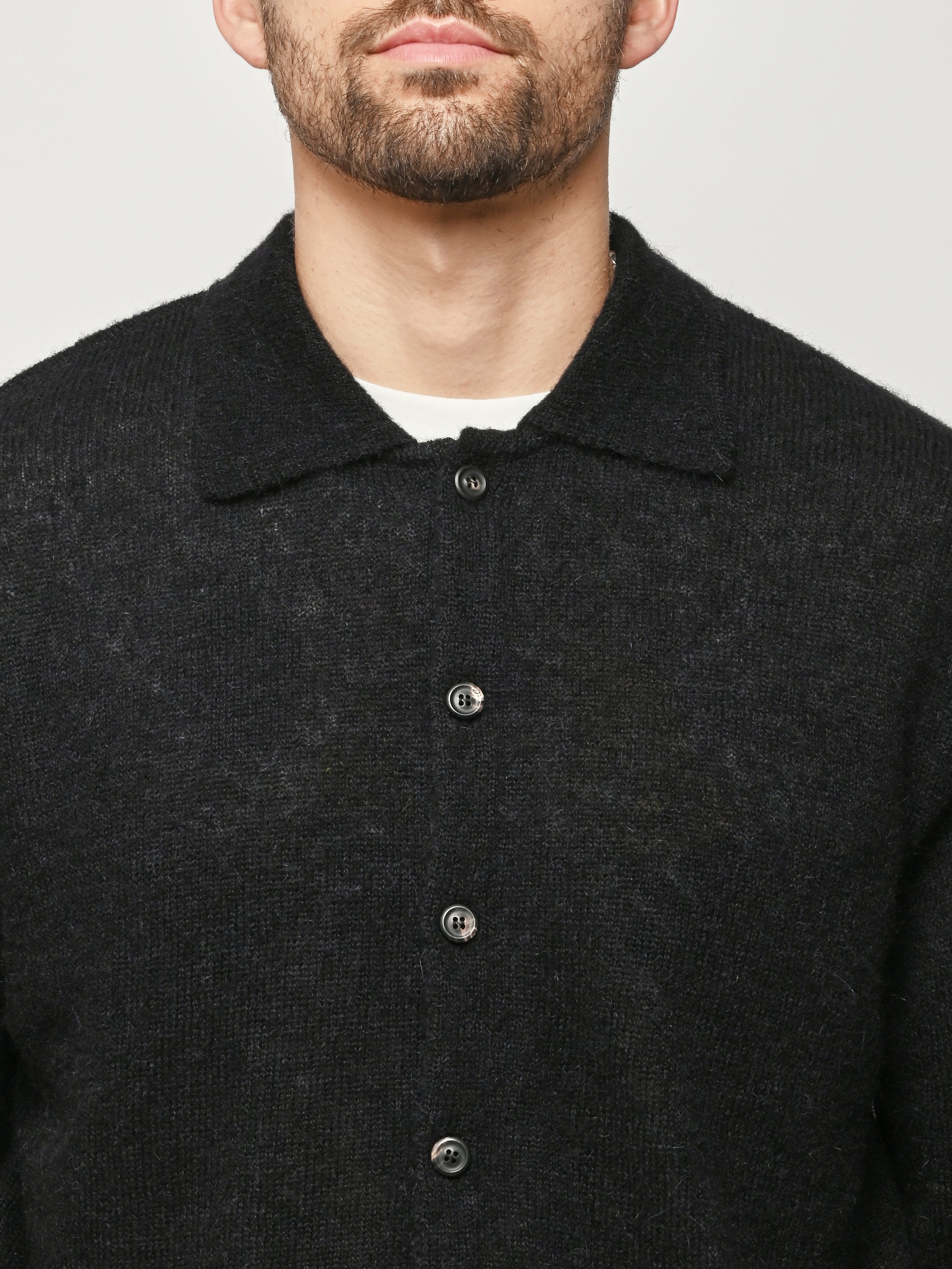 Our Legacy - Black Fuzzy Alpaca Evening Polo – Frances May
